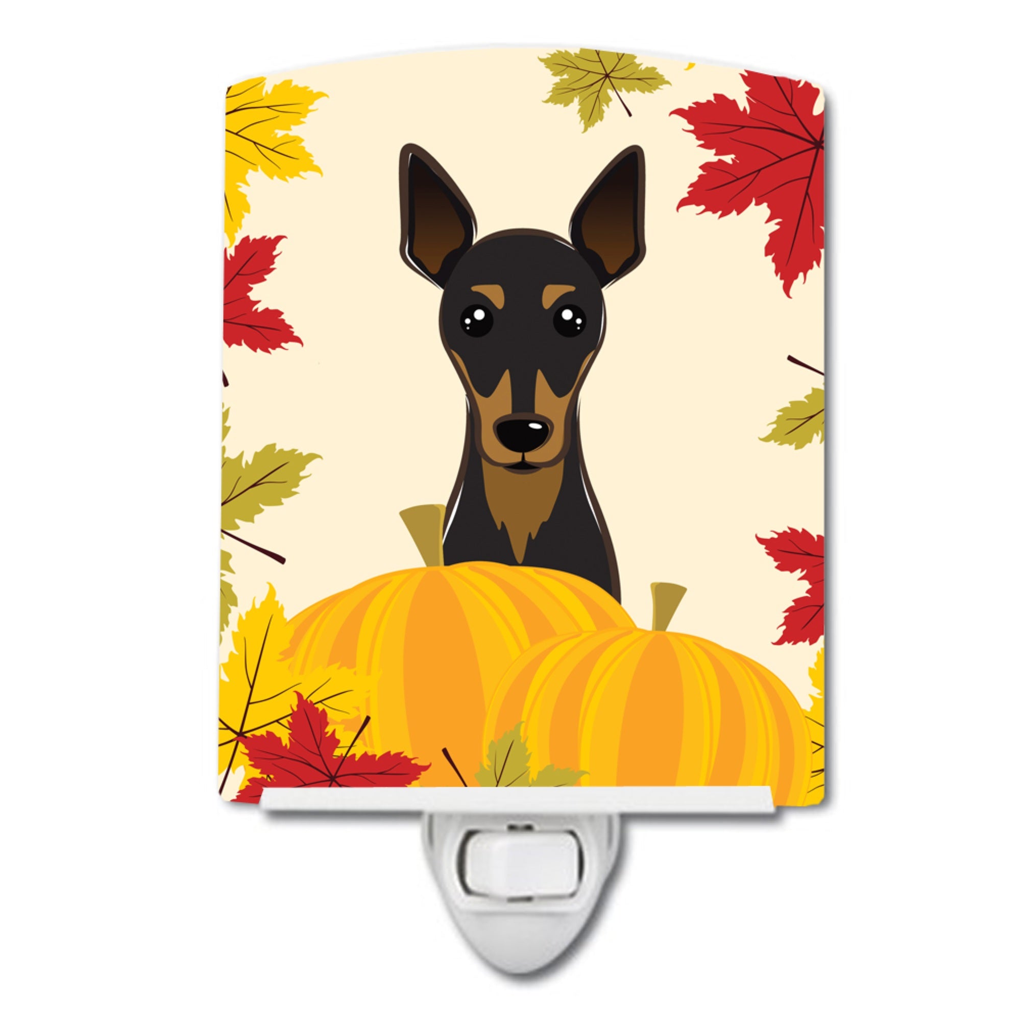  inchCarolines Treasures Min Pin Thanksgiving Ceramic Night Light, 6x4, Multicolor inch