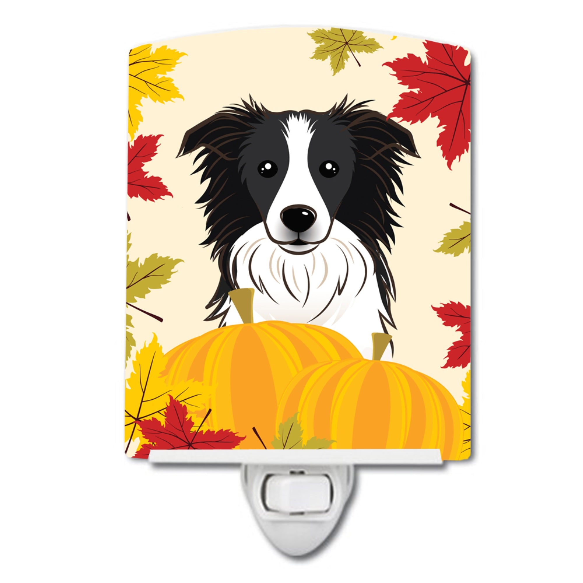  inchCarolines Treasures Border Collie Thanksgiving Ceramic Night Light, 6x4, Multicolor inch
