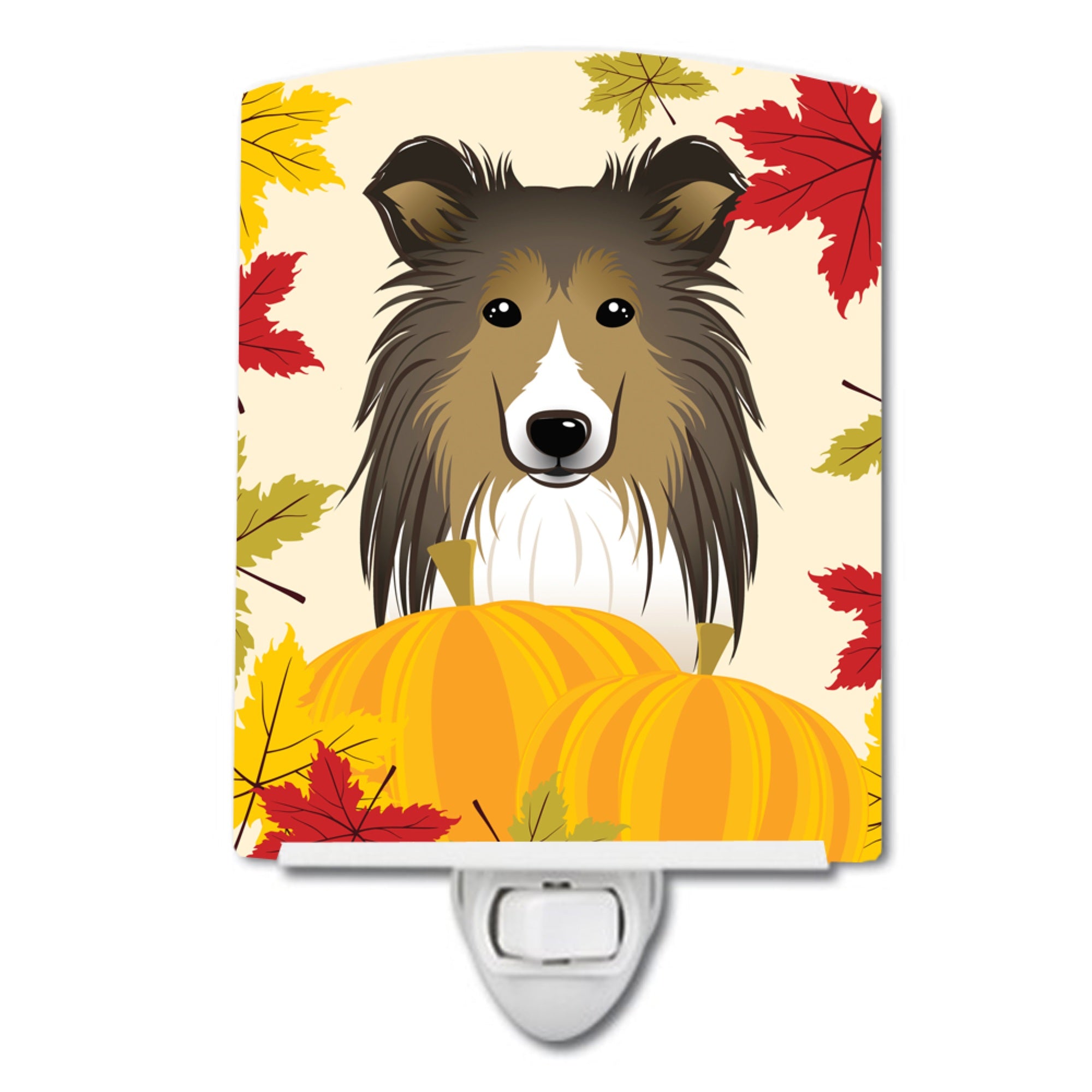  inchCarolines Treasures Sheltie Thanksgiving Ceramic Night Light, 6x4, Multicolor inch