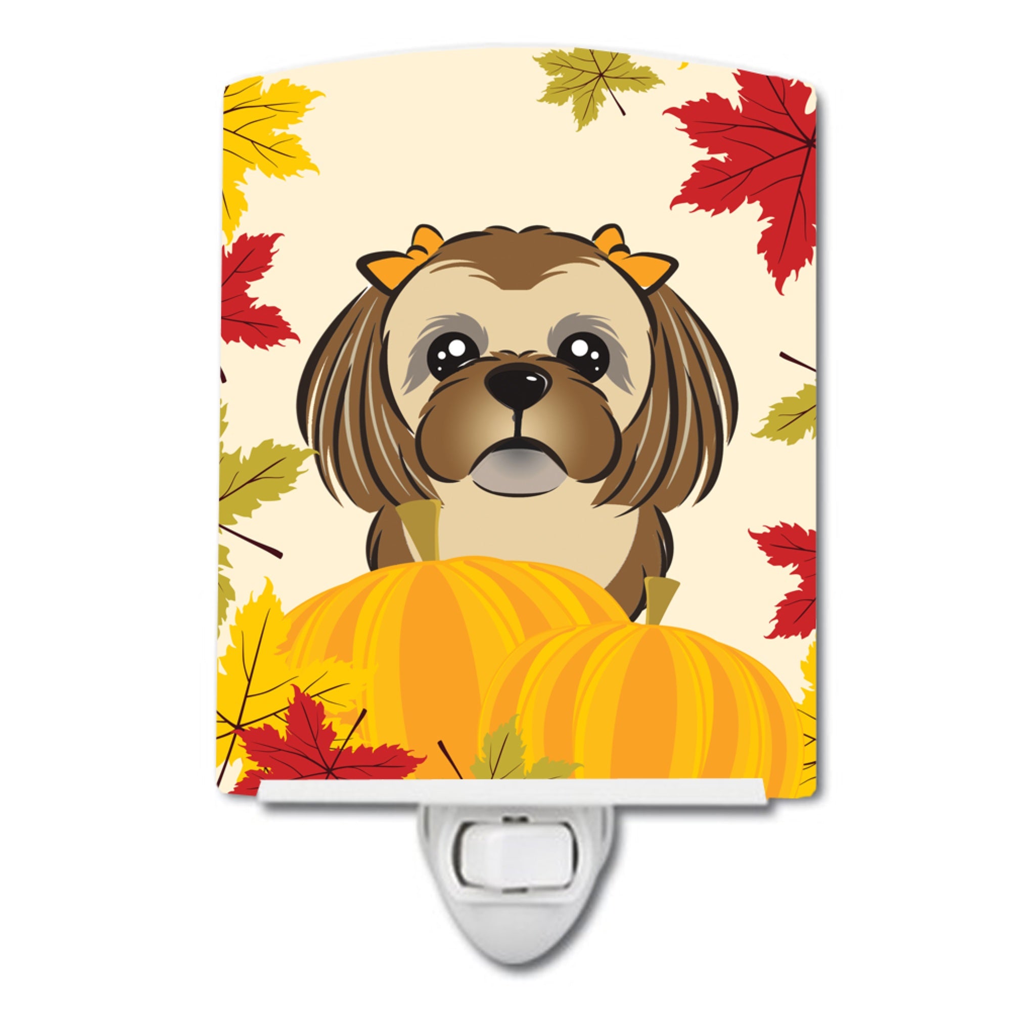  inchCarolines Treasures Chocolate Brown Shih Tzu Thanksgiving Ceramic Night Light, 6x4, Multicolor inch