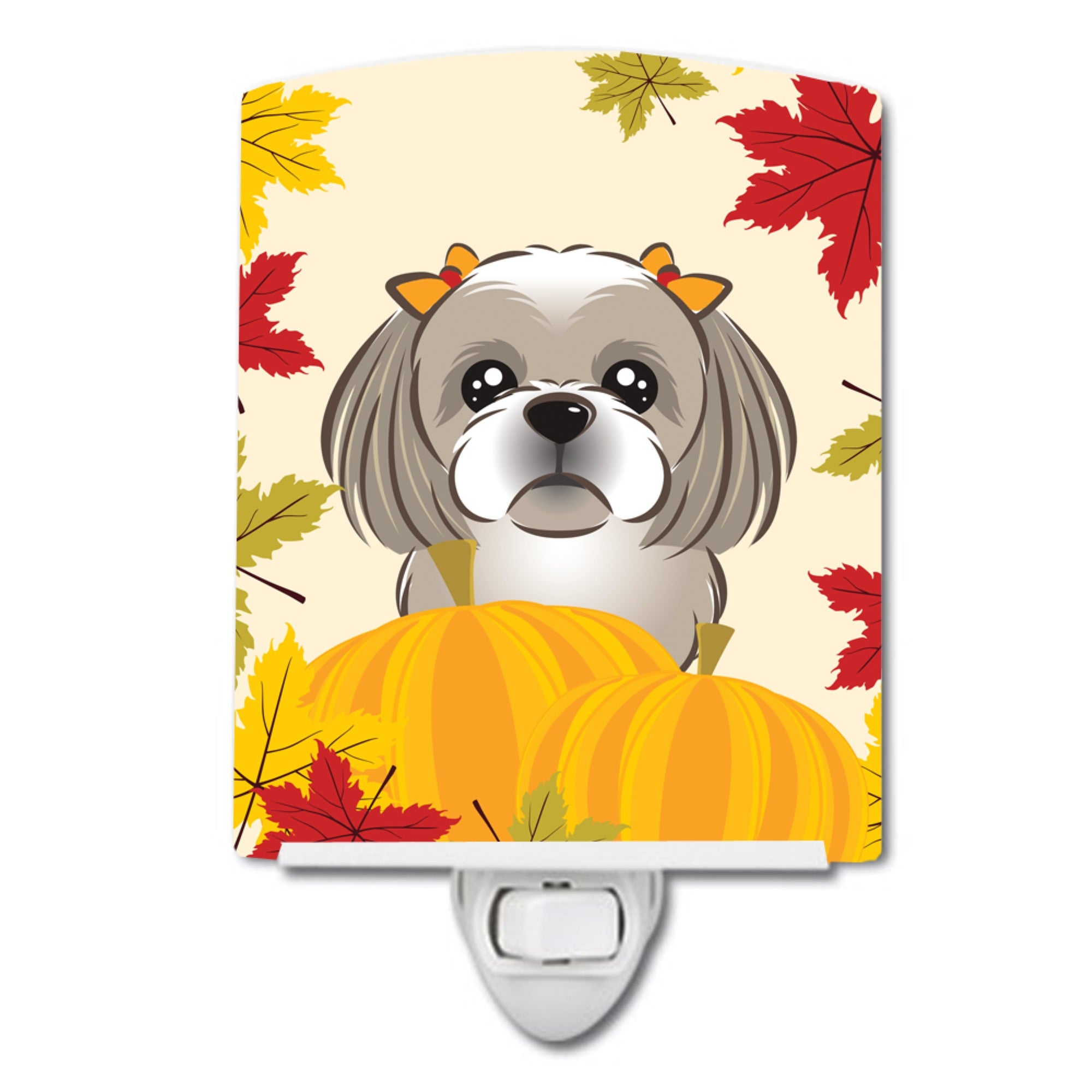  inchCarolines Treasures Gray Silver Shih Tzu Thanksgiving Ceramic Night Light, 6x4, Multicolor inch