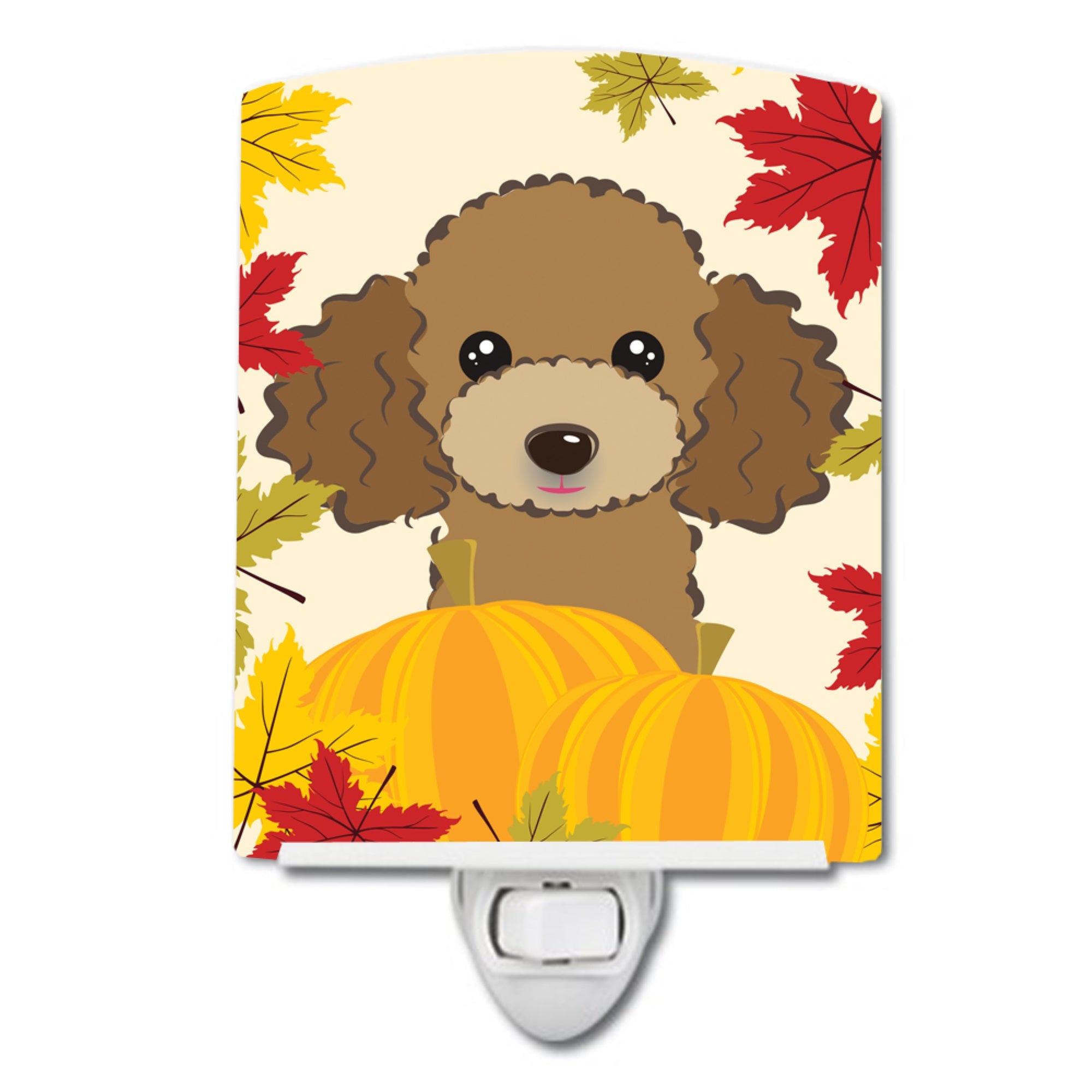  inchCarolines Treasures Chocolate Brown Poodle Thanksgiving Ceramic Night Light, 6x4, Multicolor inch