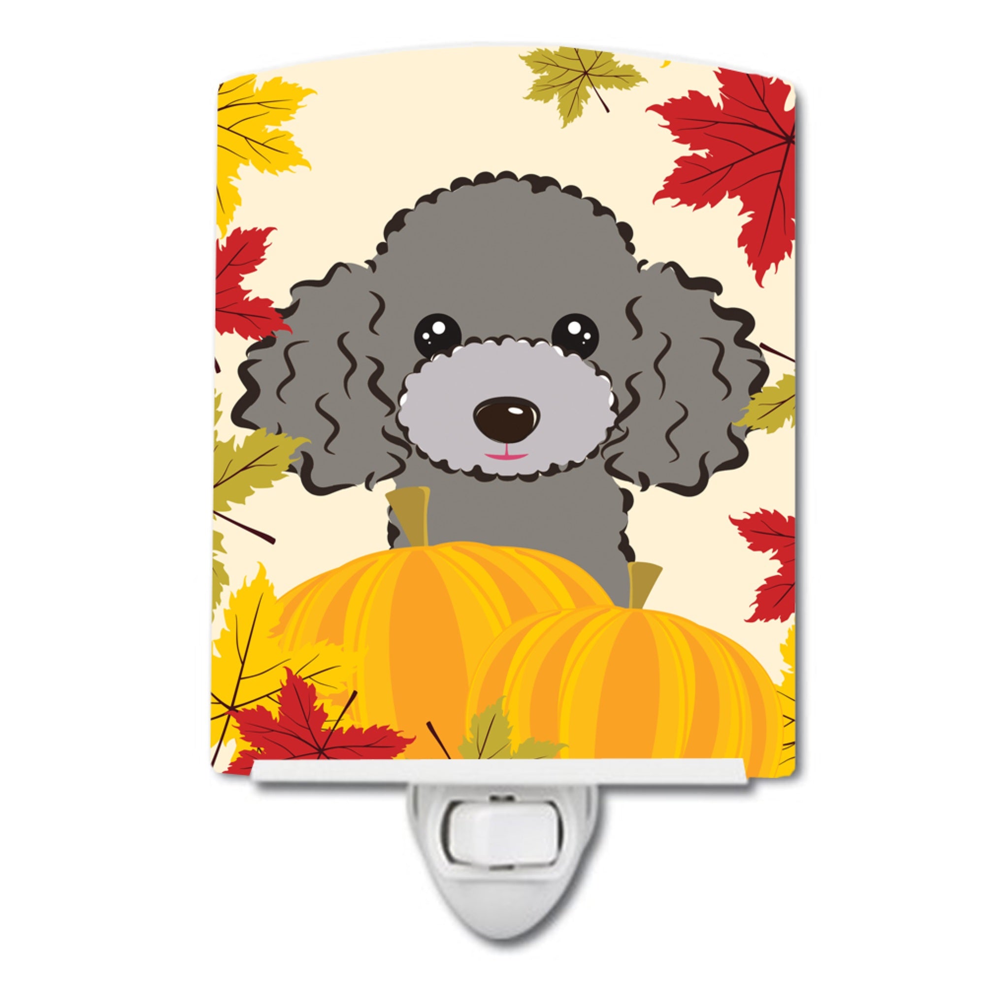  inchCarolines Treasures Silver Gray Poodle Thanksgiving Ceramic Night Light, 6x4, Multicolor inch