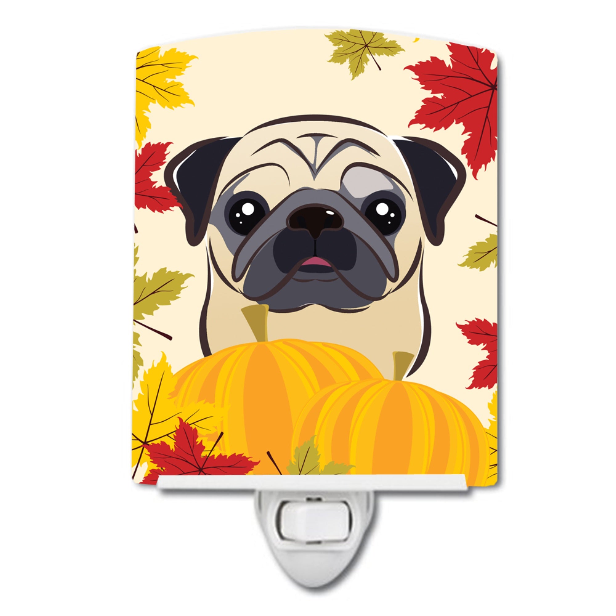  inchCarolines Treasures Fawn Pug Thanksgiving Ceramic Night Light, 6x4, Multicolor inch