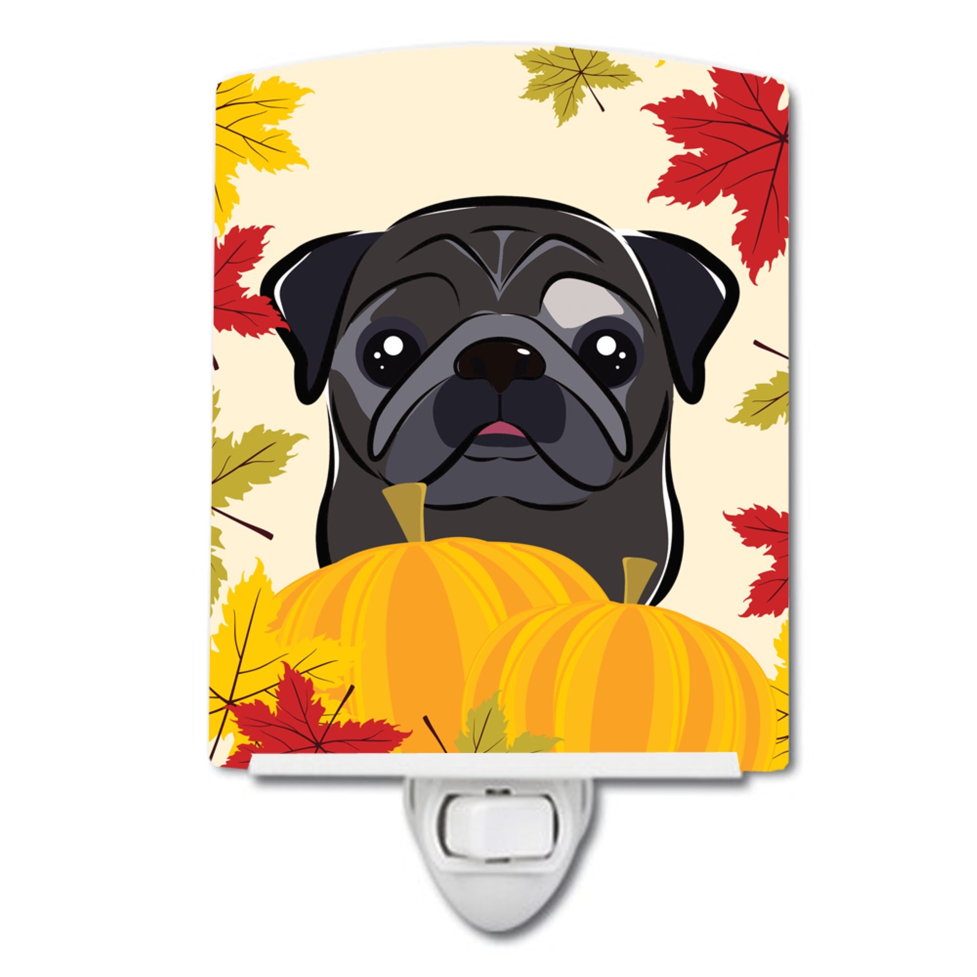  inchCarolines Treasures Black Pug Thanksgiving Ceramic Night Light, 6x4, Multicolor inch