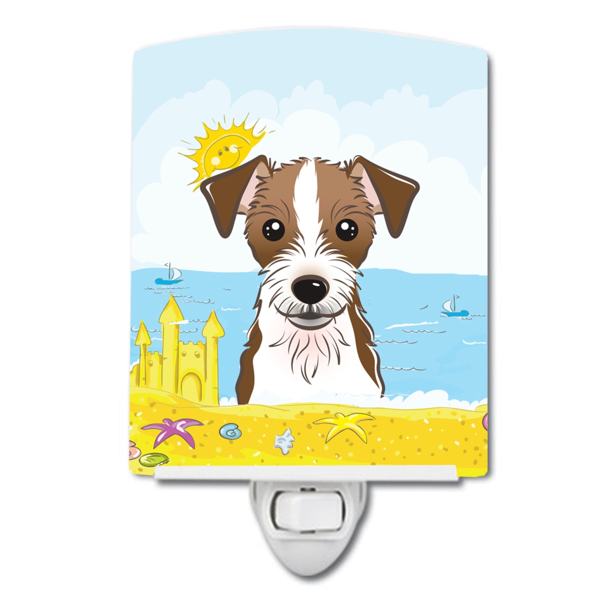  inchCarolines Treasures Jack Russell Terrier Summer Beach Ceramic Night Light, 6x4, Multicolor inch