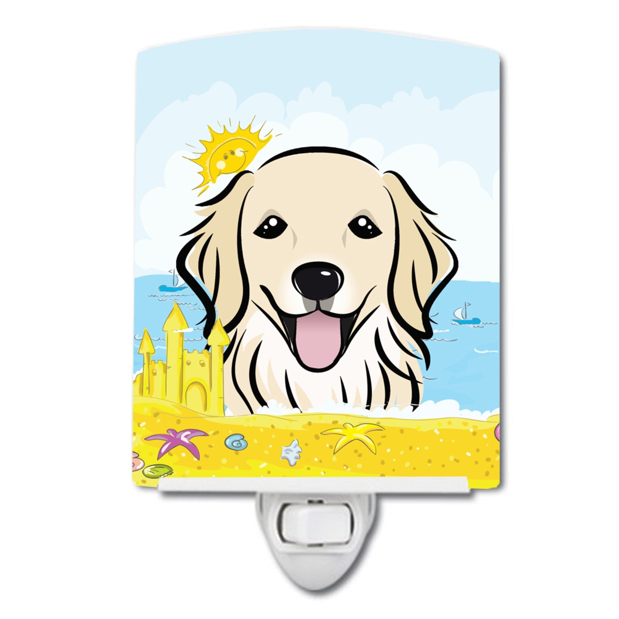  inchCarolines Treasures Golden Retriever Summer Beach Ceramic Night Light, 6x4, Multicolor inch