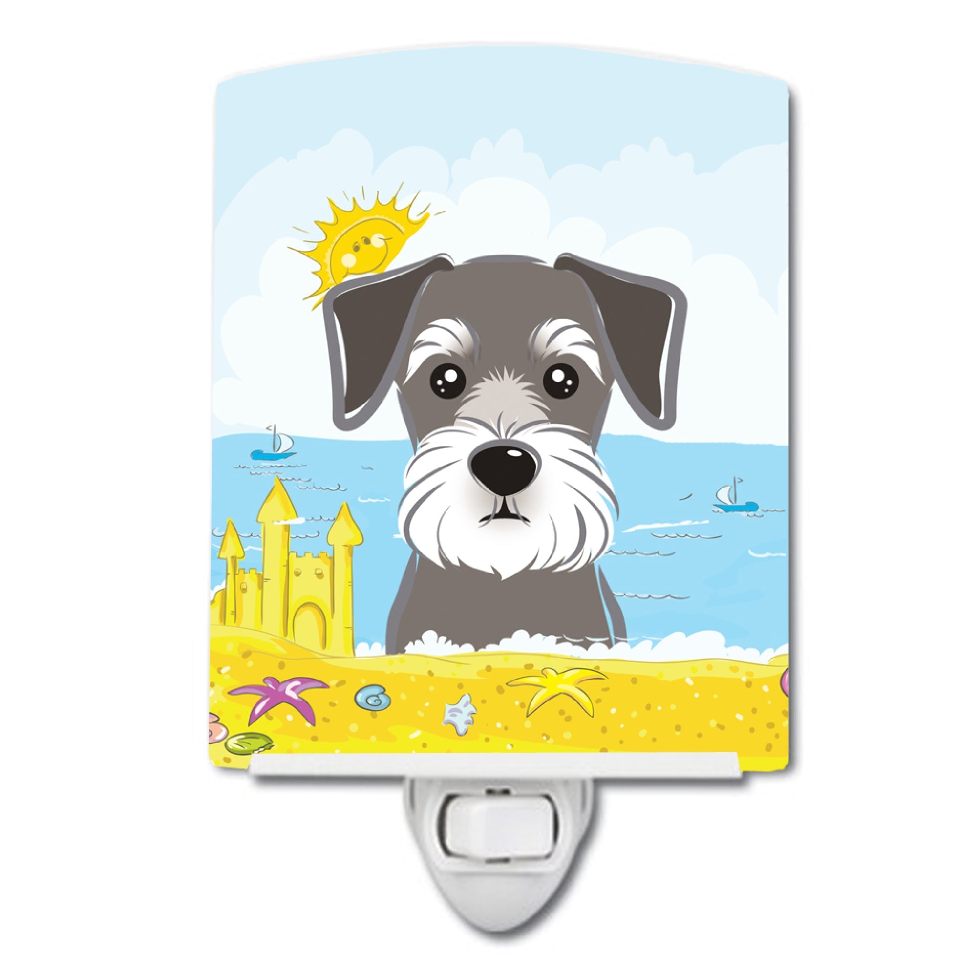  inchCarolines Treasures Schnauzer Summer Beach Ceramic Night Light, 6x4, Multicolor inch