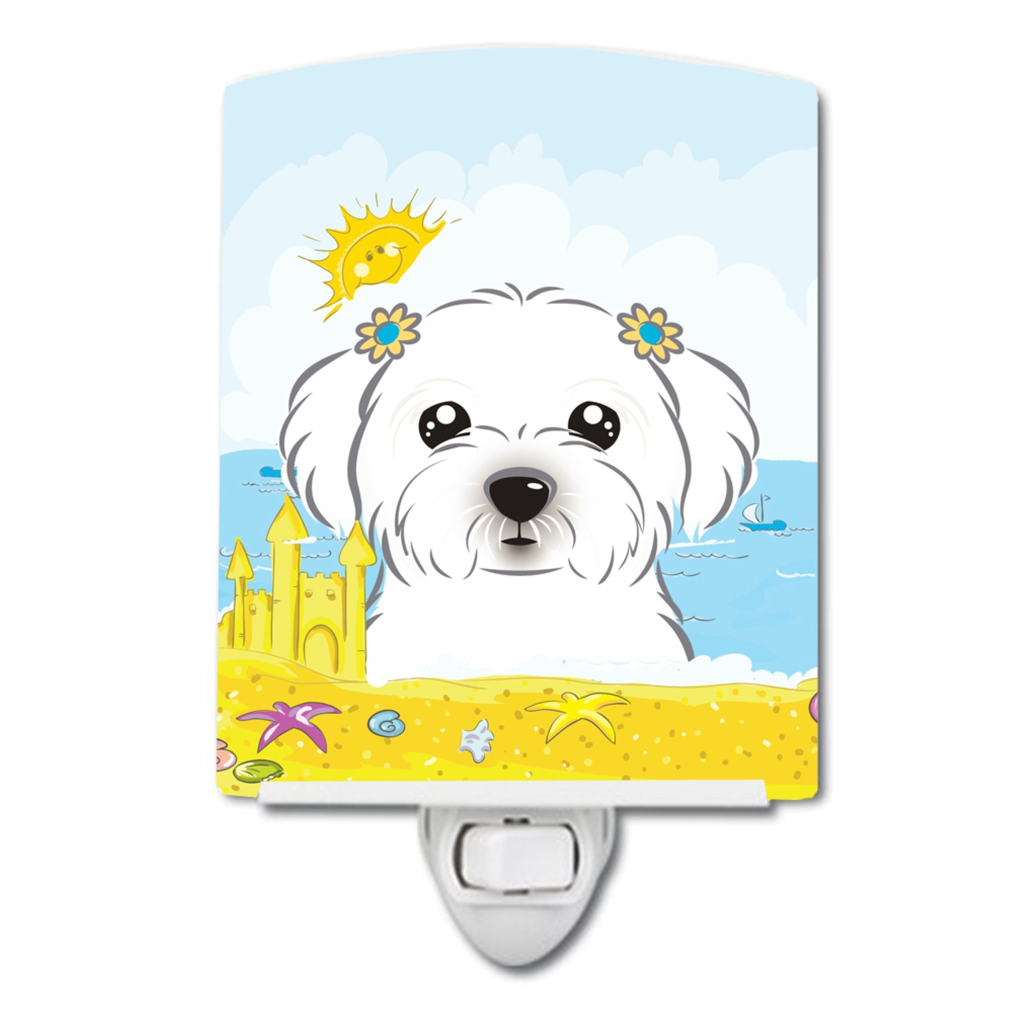  inchCarolines Treasures Maltese Summer Beach Ceramic Night Light, 6x4, Multicolor inch
