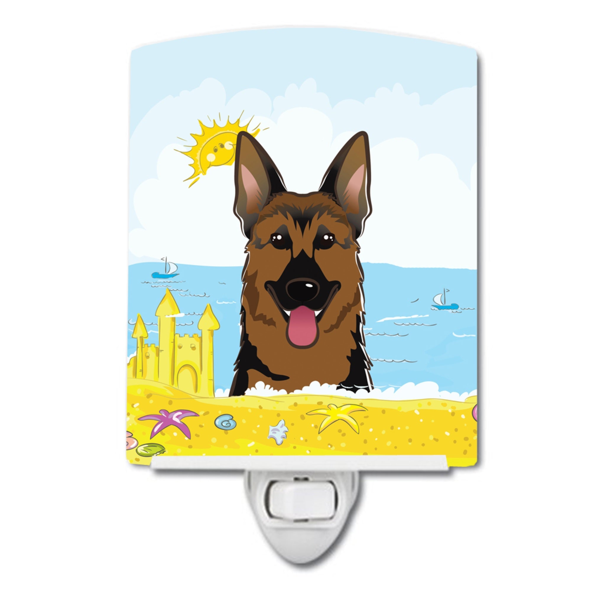  inchCarolines Treasures German Shepherd Summer Beach Ceramic Night Light, 6x4, Multicolor inch