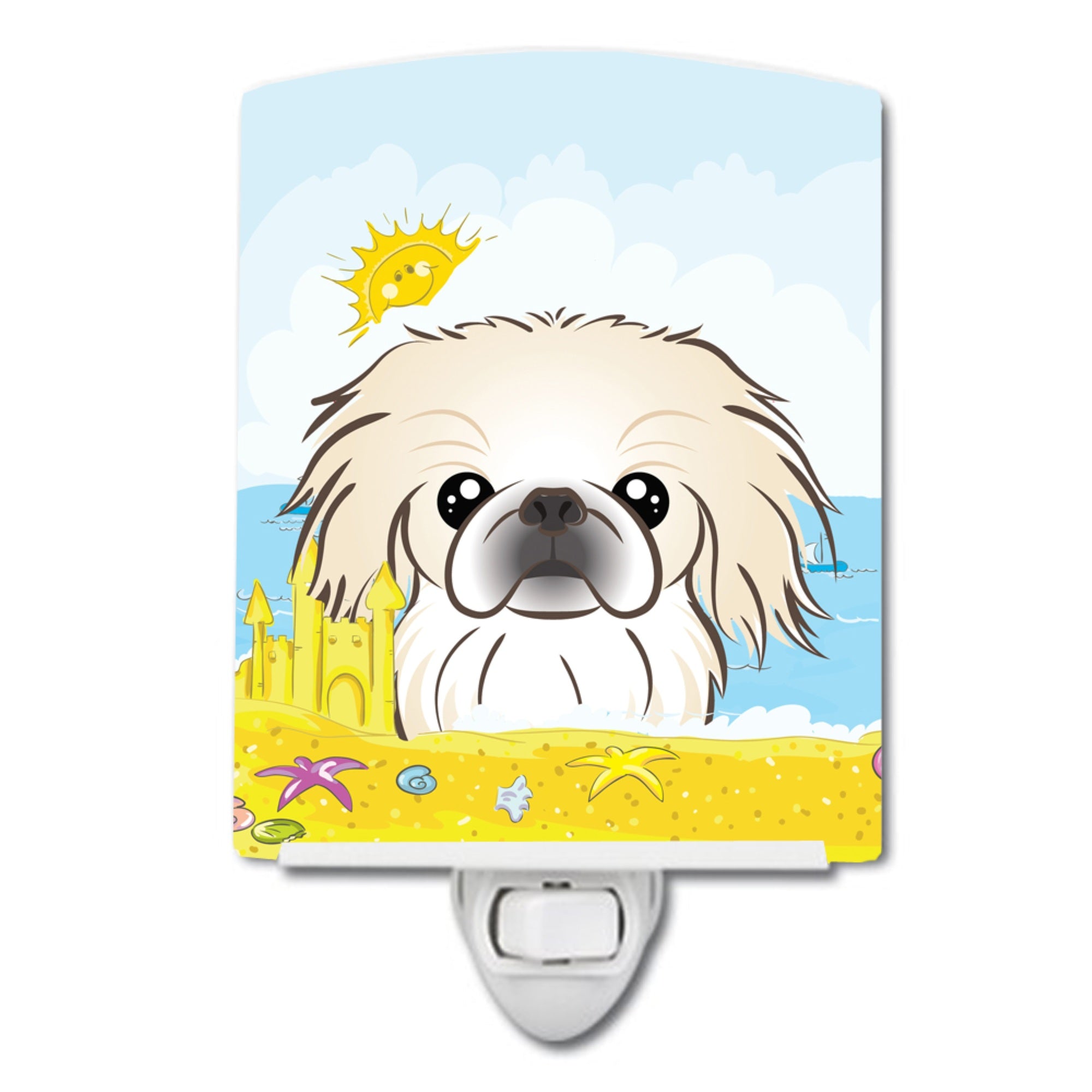  inchCarolines Treasures Pekingese Summer Beach Ceramic Night Light, 6x4, Multicolor inch