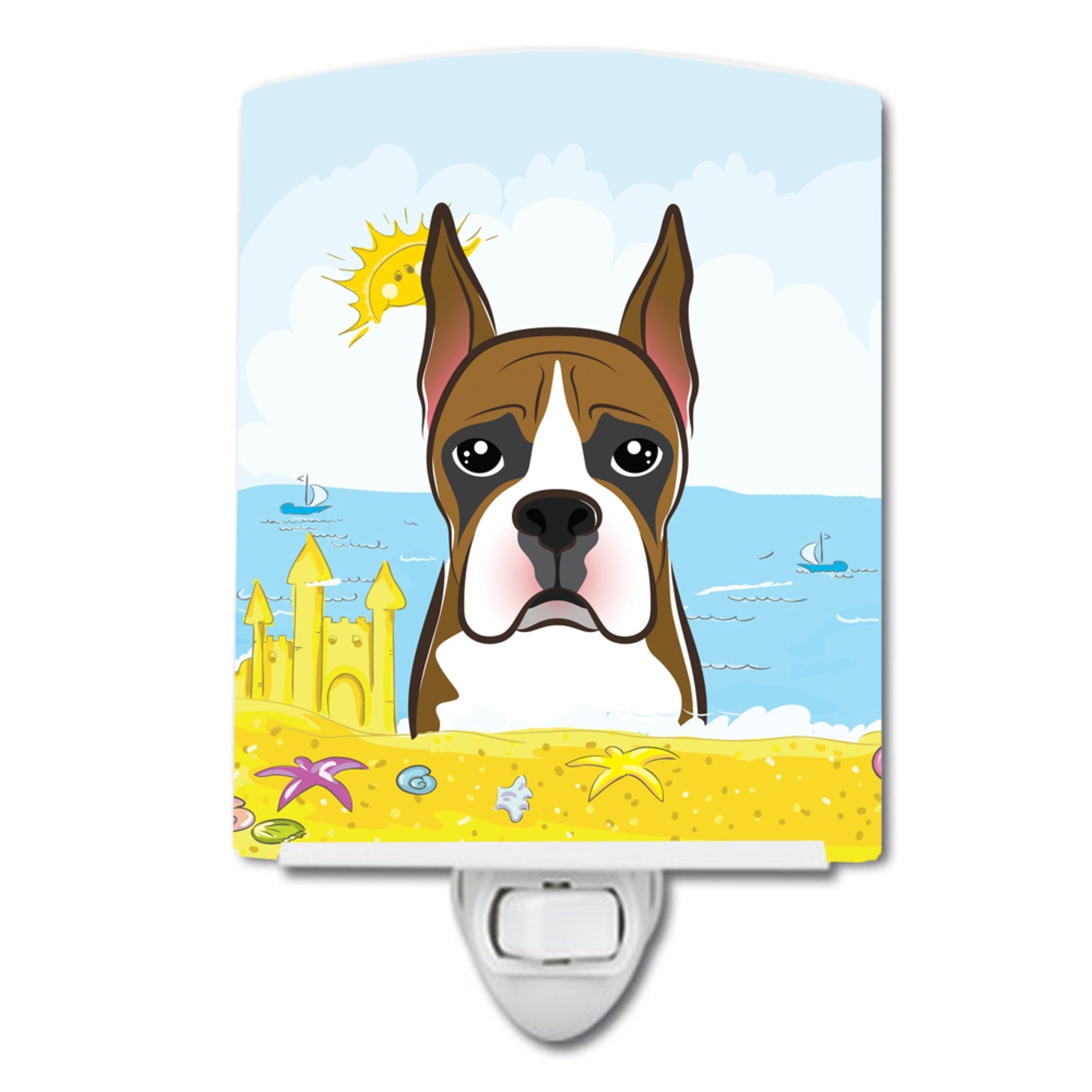  inchCarolines Treasures Boxer Summer Beach Ceramic Night Light, 6x4, Multicolor inch