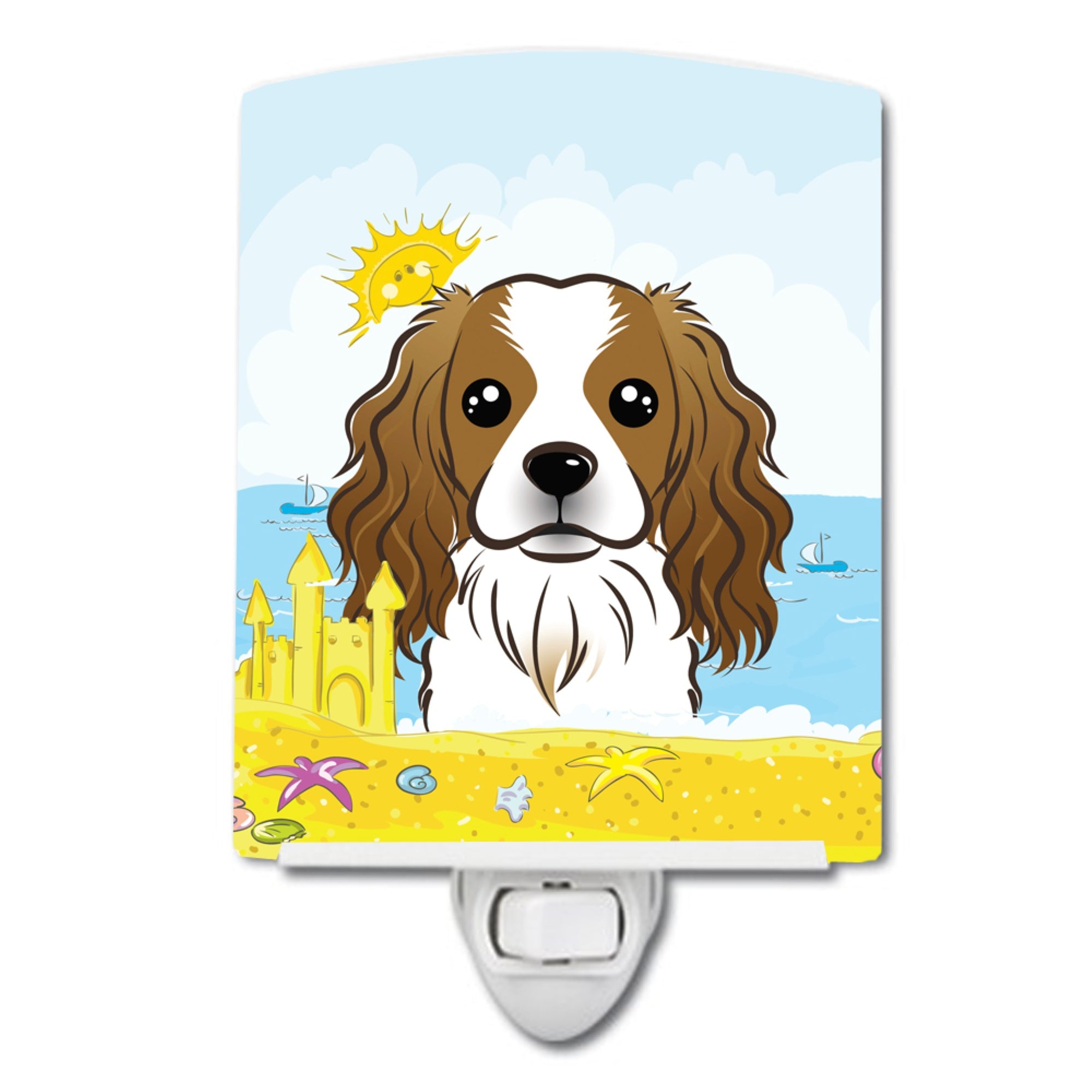  inchCarolines Treasures Cavalier Spaniel Summer Beach Ceramic Night Light, 6x4, Multicolor inch