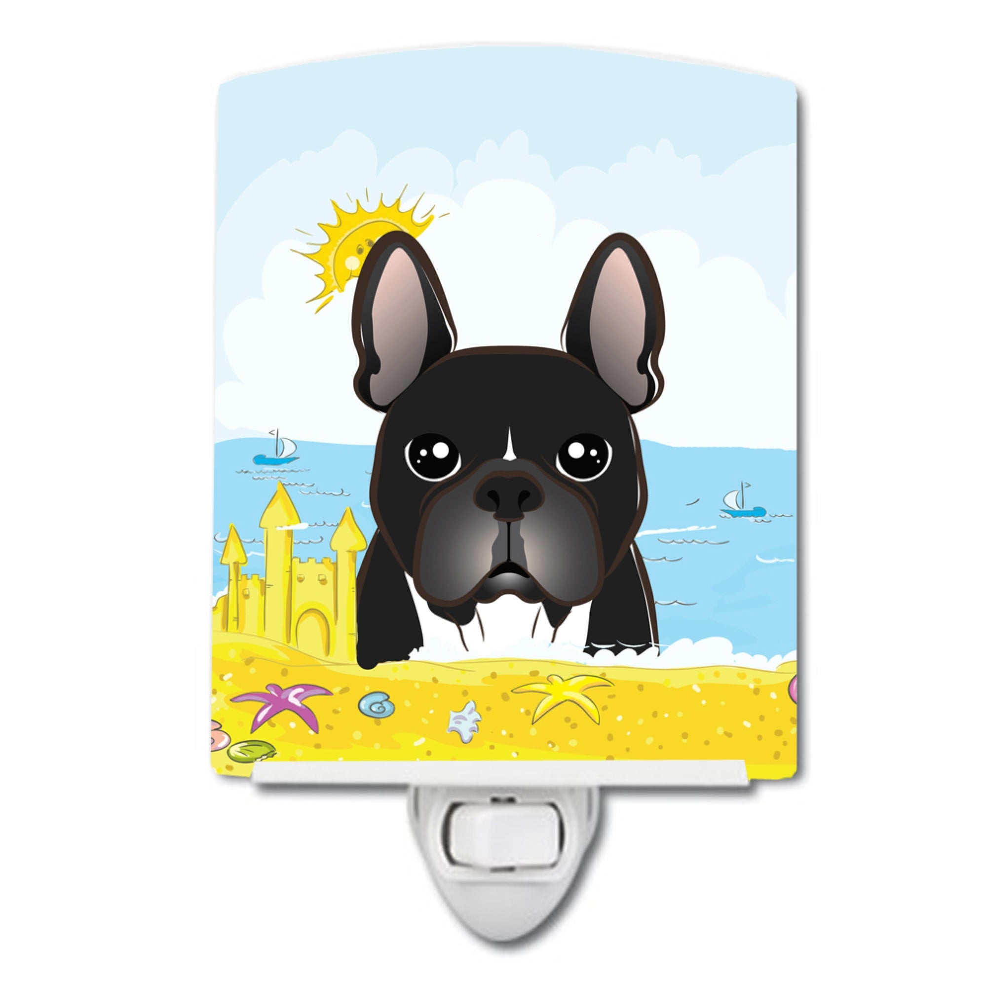  inchCarolines Treasures French Bulldog Summer Beach Ceramic Night Light, 6x4, Multicolor inch