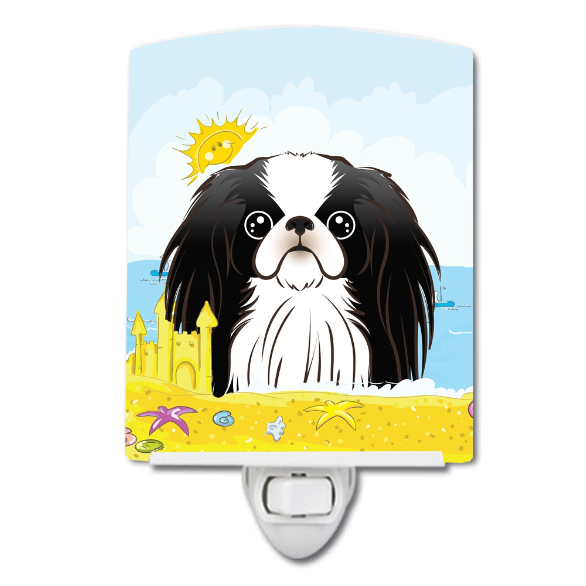 inchCarolines Treasures Japanese Chin Summer Beach Ceramic Night Light, 6x4, Multicolor inch