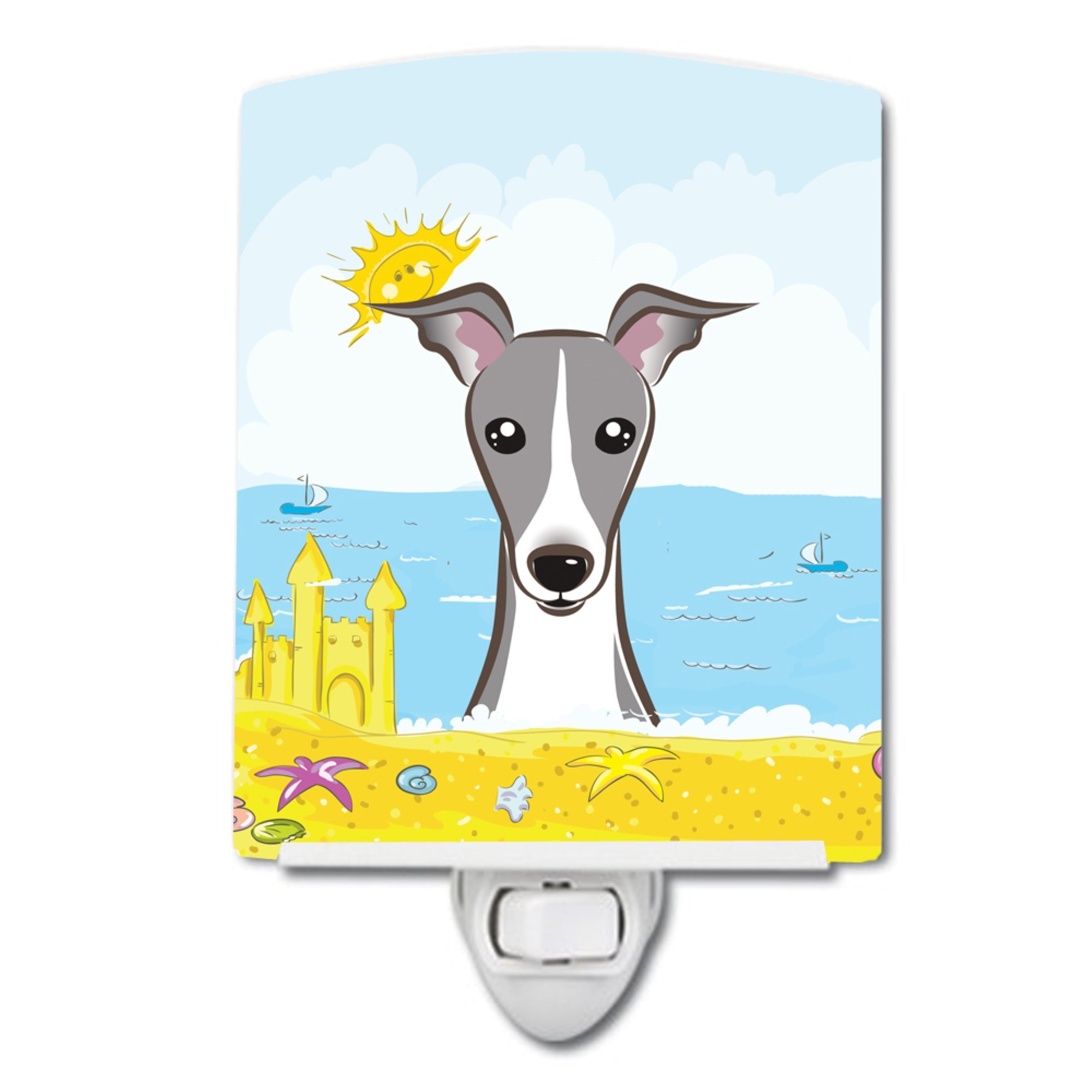  inchCarolines Treasures Italian Greyhound Summer Beach Ceramic Night Light, 6x4, Multicolor inch