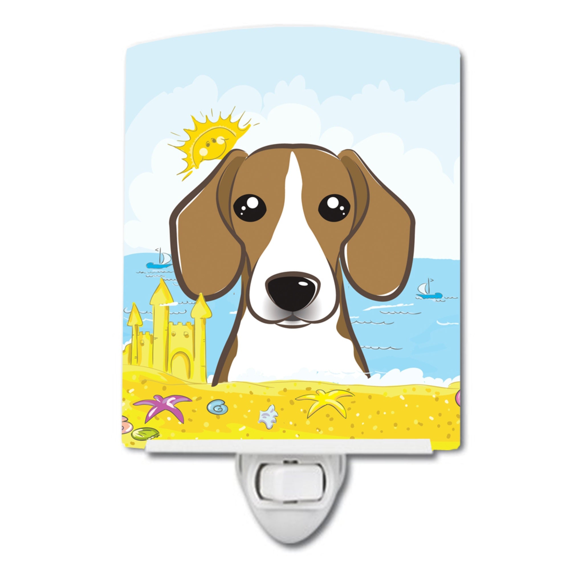  inchCarolines Treasures Beagle Summer Beach Ceramic Night Light, 6x4, Multicolor inch