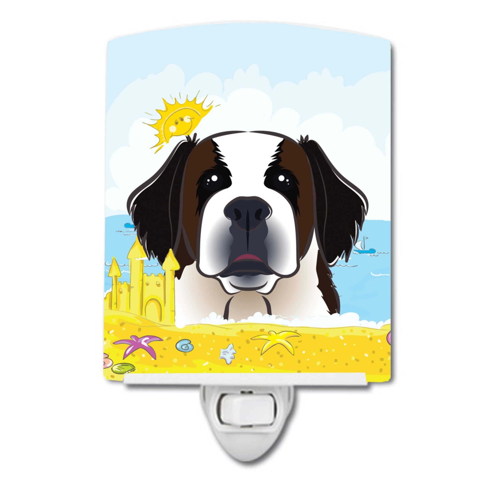  inchCarolines Treasures Saint Bernard Summer Beach Ceramic Night Light, 6x4, Multicolor inch