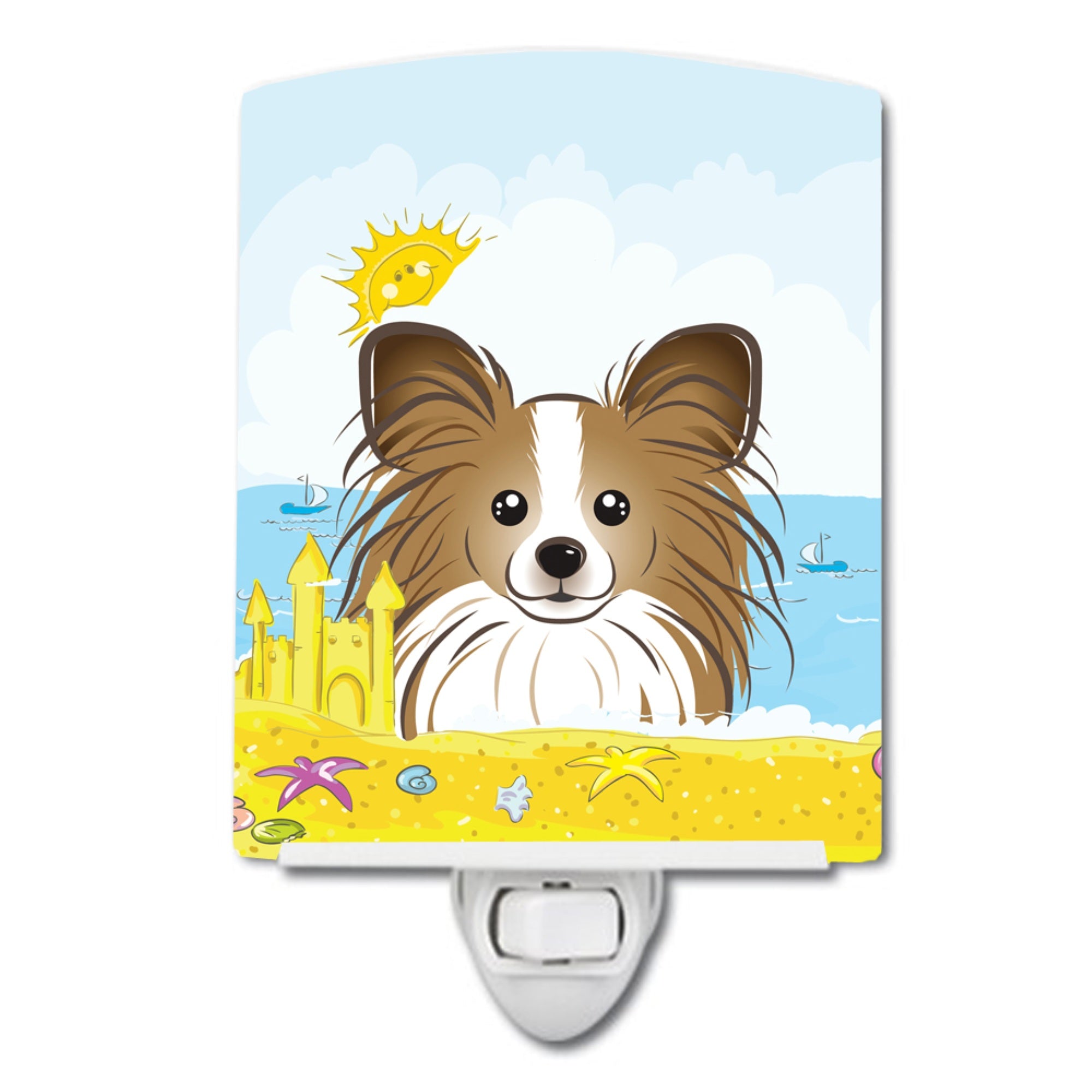  inchCarolines Treasures Papillon Summer Beach Ceramic Night Light, 6x4, Multicolor inch