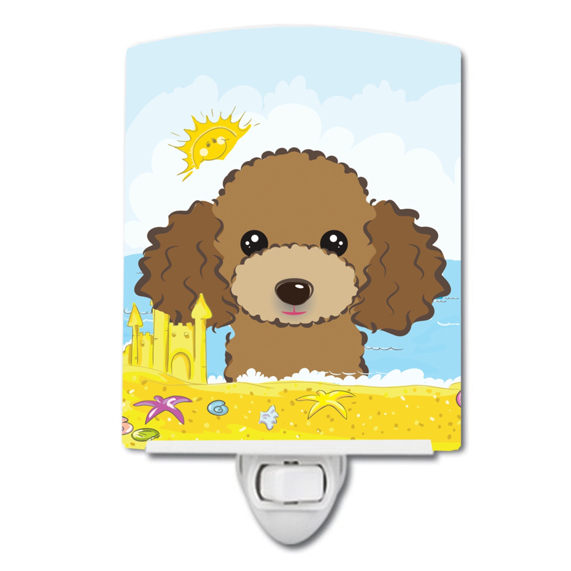  inchCarolines Treasures Chocolate Brown Poodle Summer Beach Ceramic Night Light, 6x4, Multicolor inch