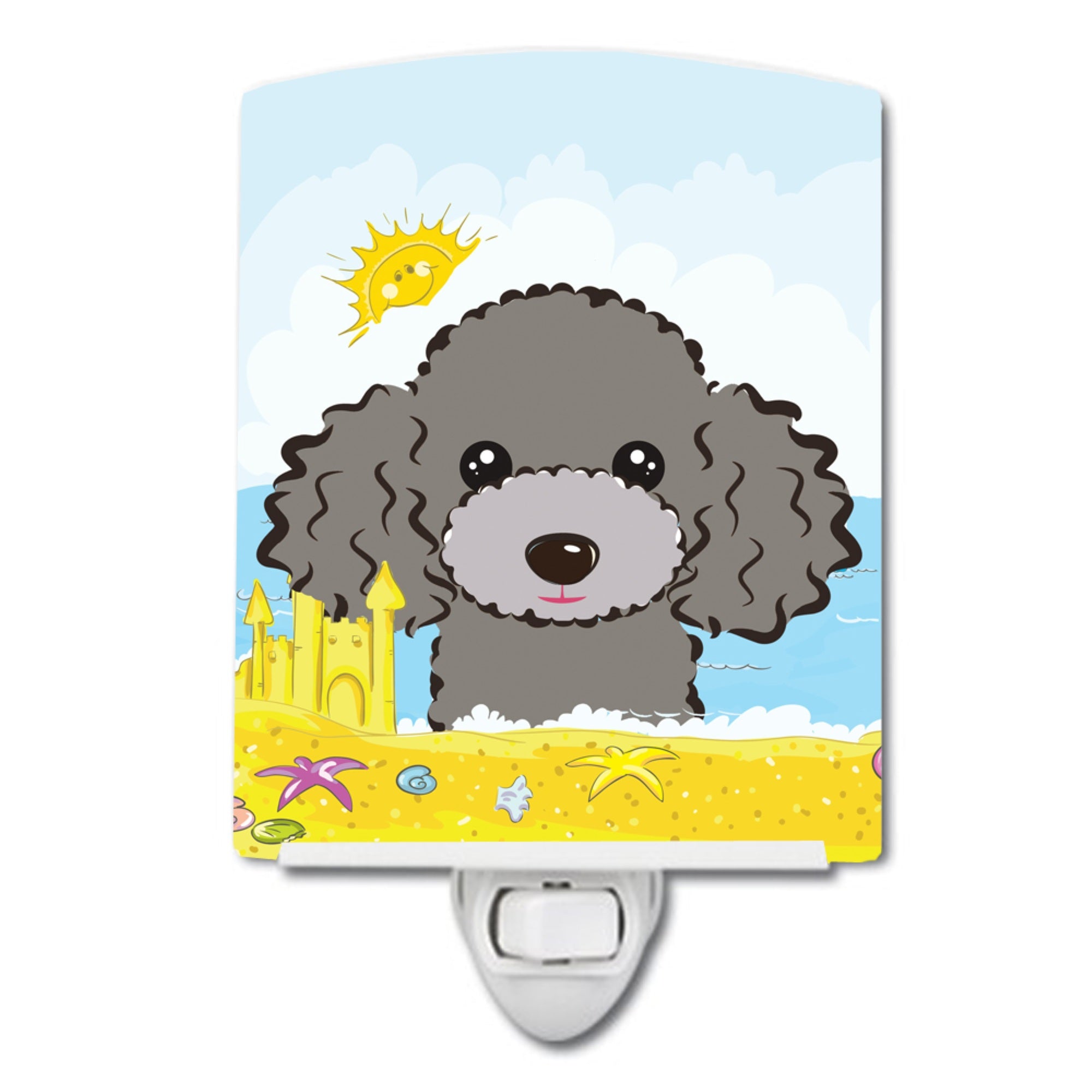  inchCarolines Treasures Silver Gray Poodle Summer Beach Ceramic Night Light, 6x4, Multicolor inch
