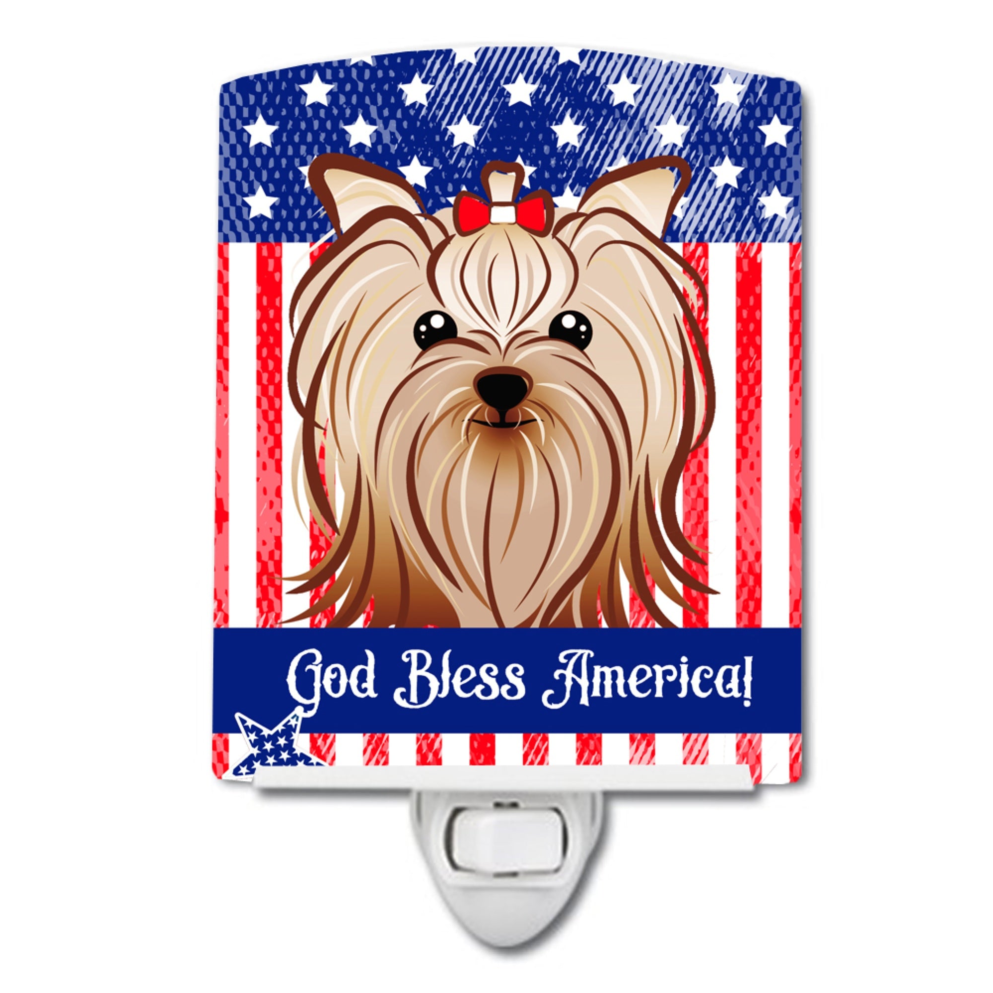  inchCarolines Treasures American Flag and Yorkie Yorkishire Terrier Ceramic Night Light, 6x4, Multicolor inch