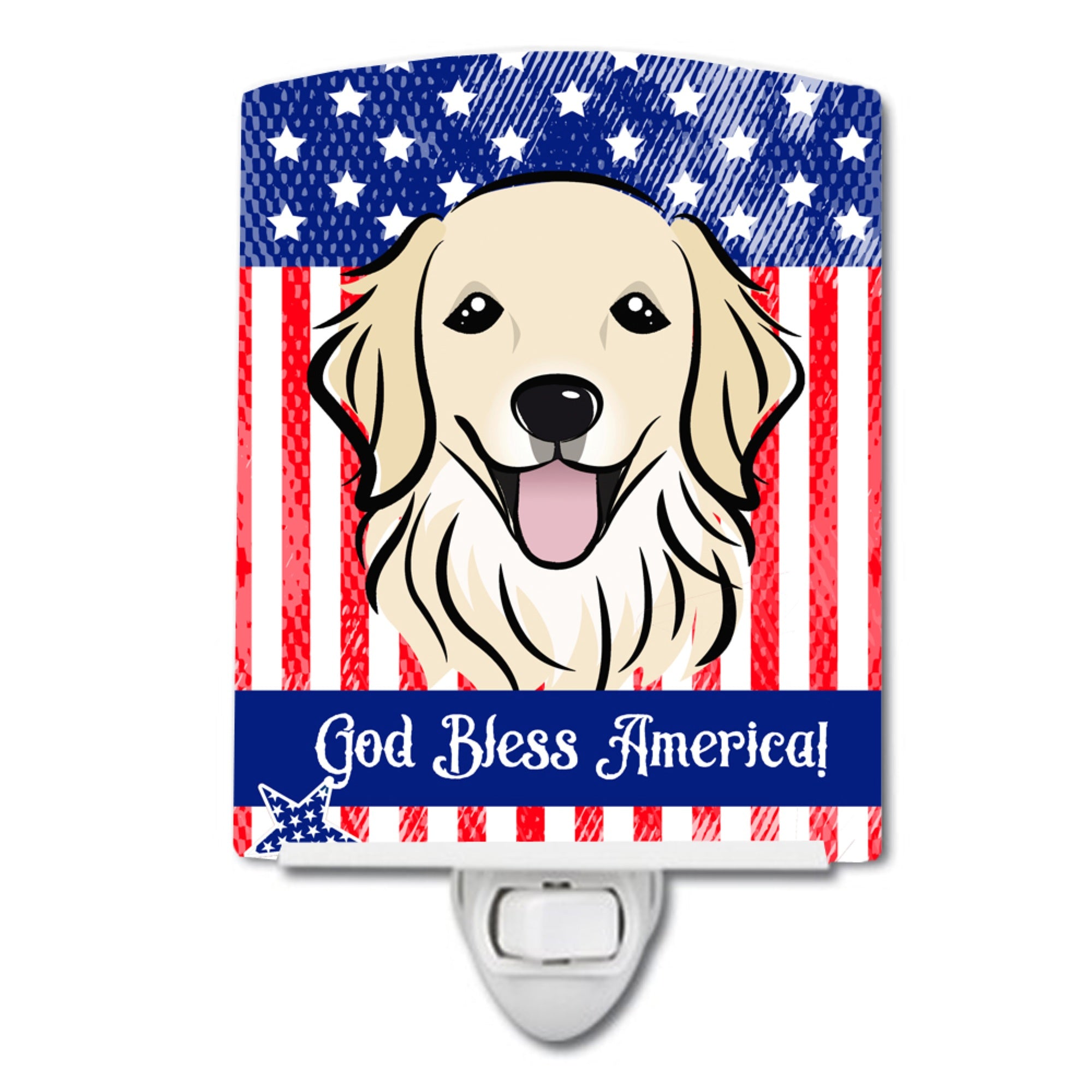  inchCarolines Treasures American Flag and Golden Retriever Ceramic Night Light, 6x4, Multicolor inch