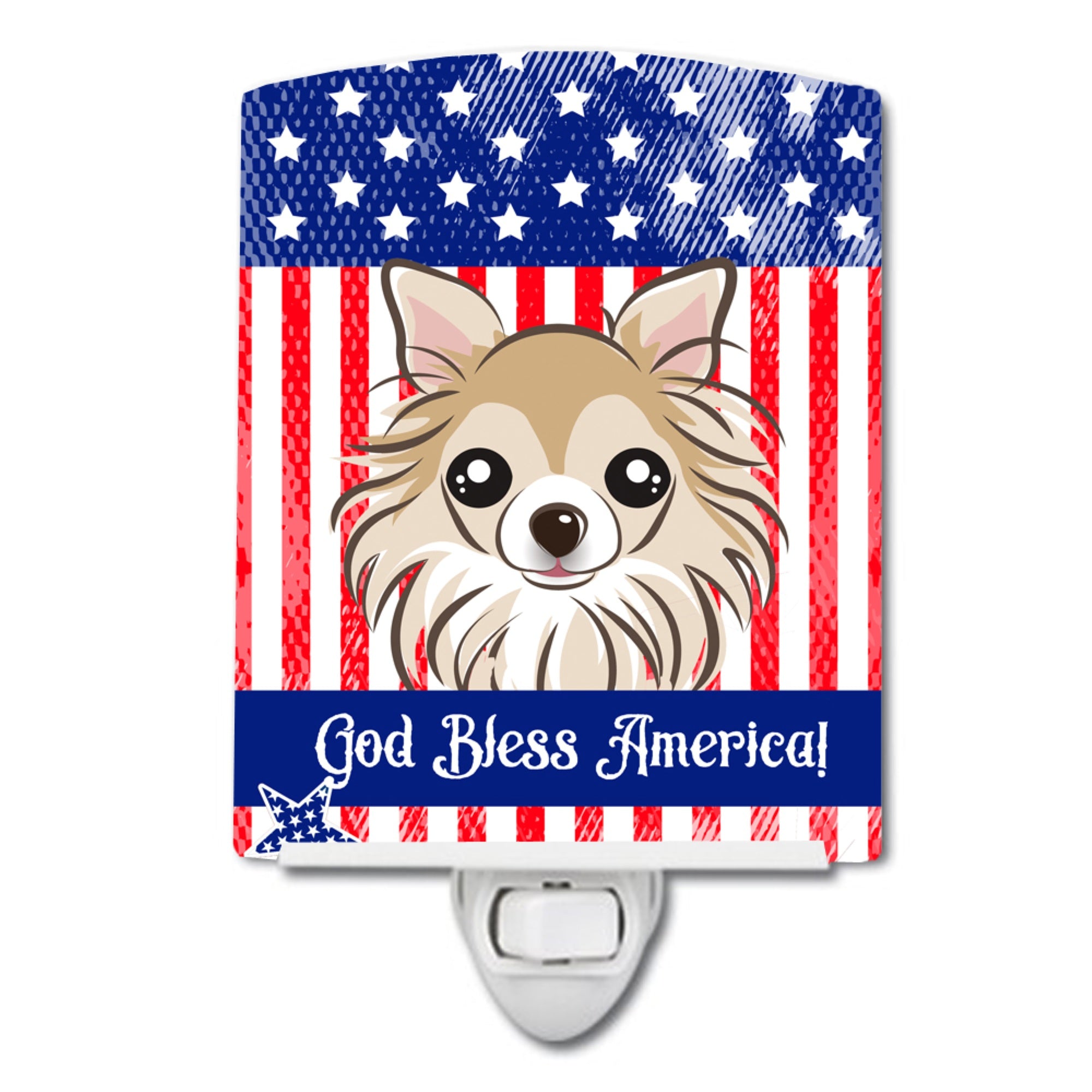  inchCarolines Treasures American Flag and Chihuahua Ceramic Night Light, 6x4, Multicolor inch