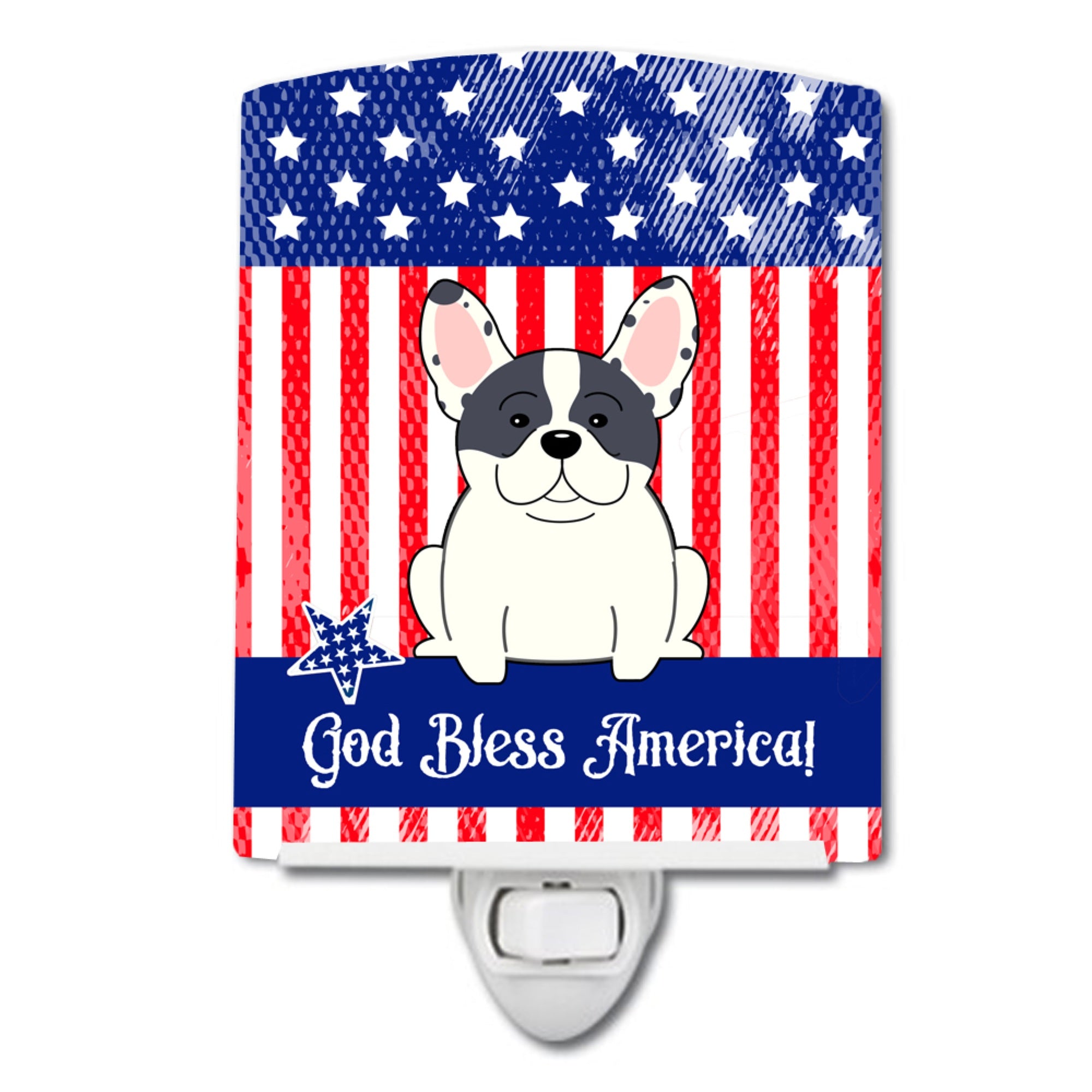  inchCarolines Treasures Patriotic USA French Bulldog Piebald Ceramic Night Light, 6x4, Multicolor inch