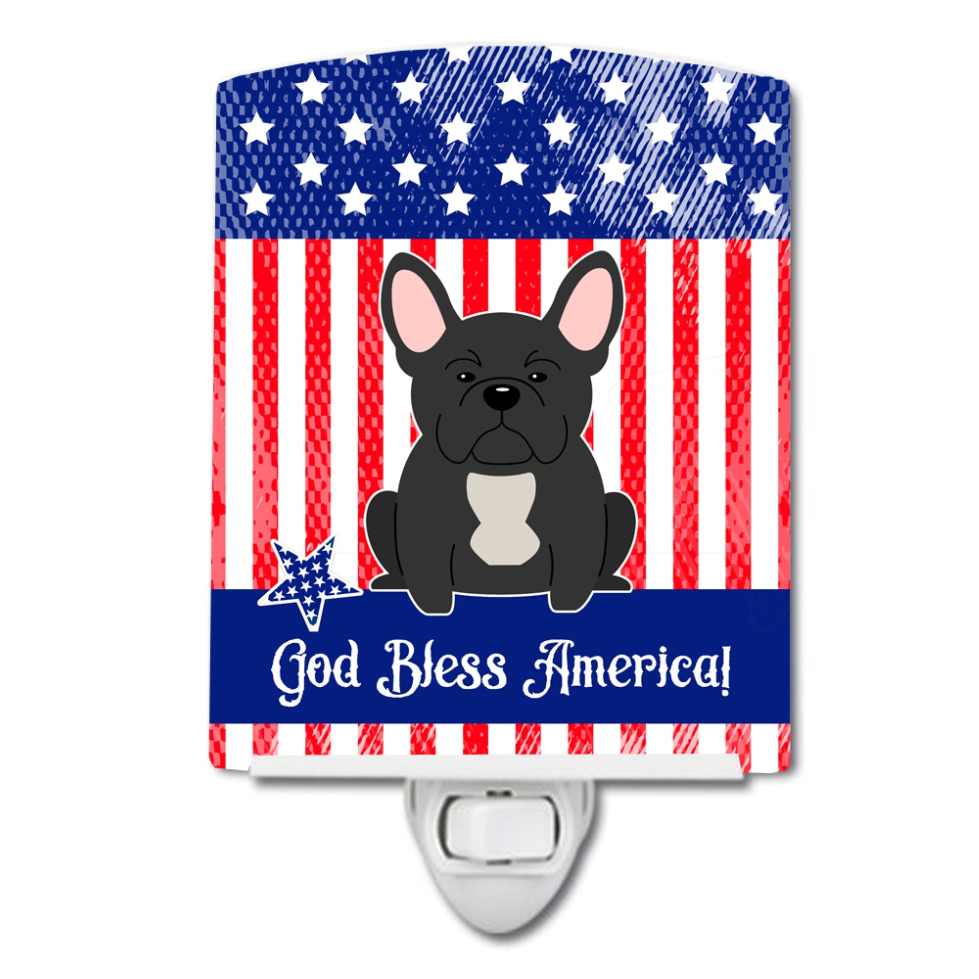  inchCarolines Treasures Patriotic USA French Bulldog Black Ceramic Night Light, 6x4, Multicolor inch