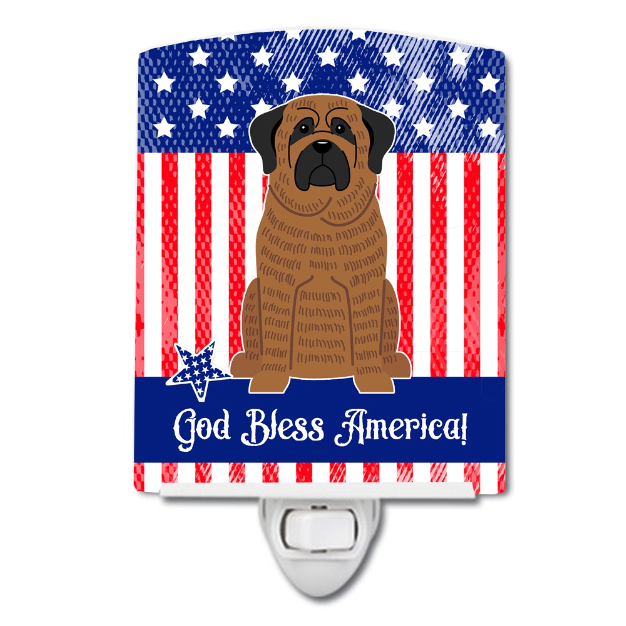  inchCarolines Treasures Patriotic USA Mastiff Brindle Ceramic Night Light, 6x4, Multicolor inch