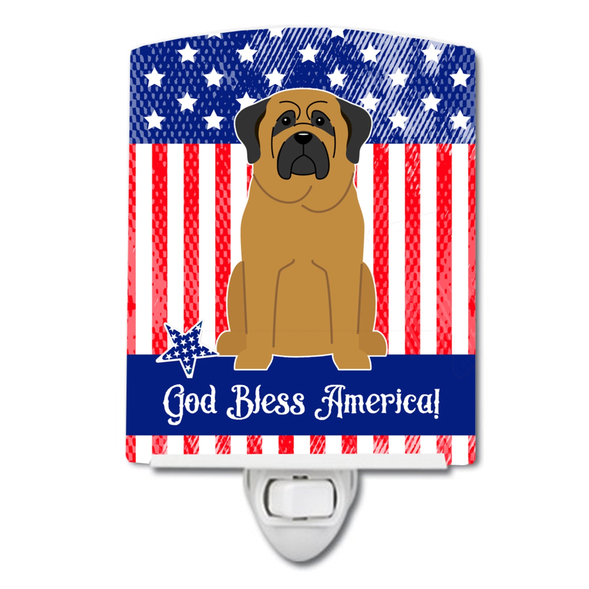  inchCarolines Treasures Patriotic USA Mastiff Ceramic Night Light, 6x4, Multicolor inch