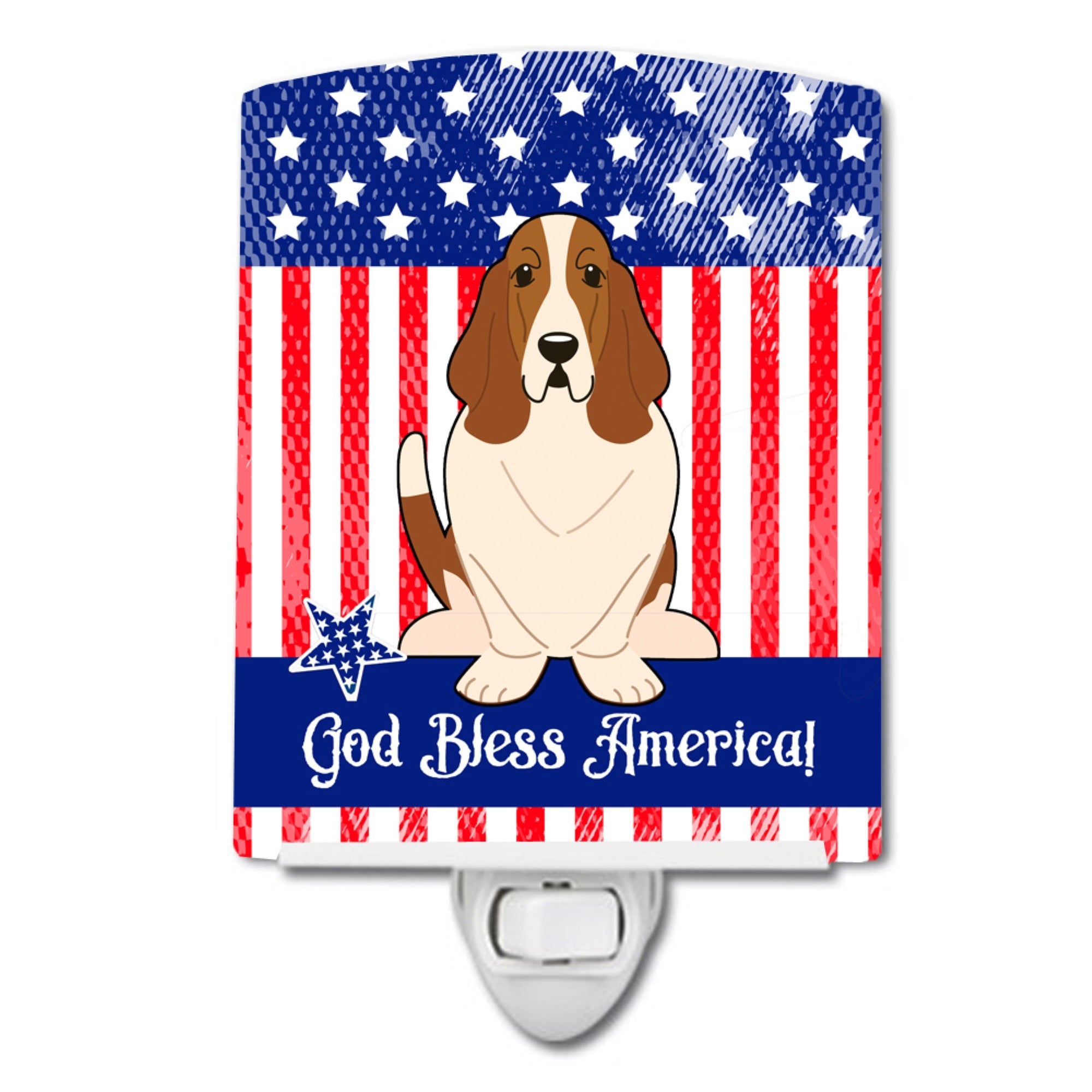  inchCarolines Treasures Patriotic USA Basset Hound Ceramic Night Light, 6x4, Multicolor inch