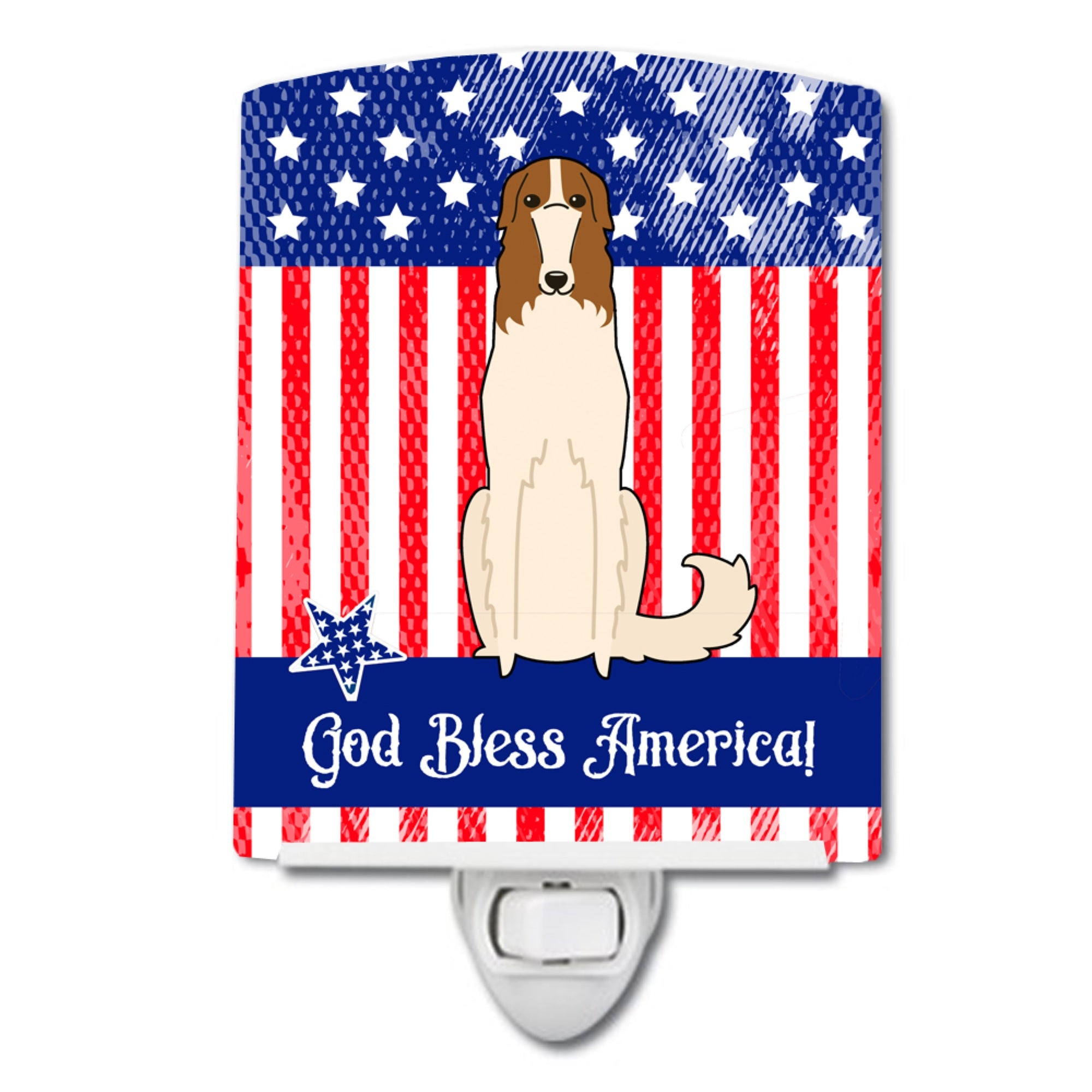  inchCarolines Treasures Patriotic USA Borzoi Ceramic Night Light, 6x4, Multicolor inch