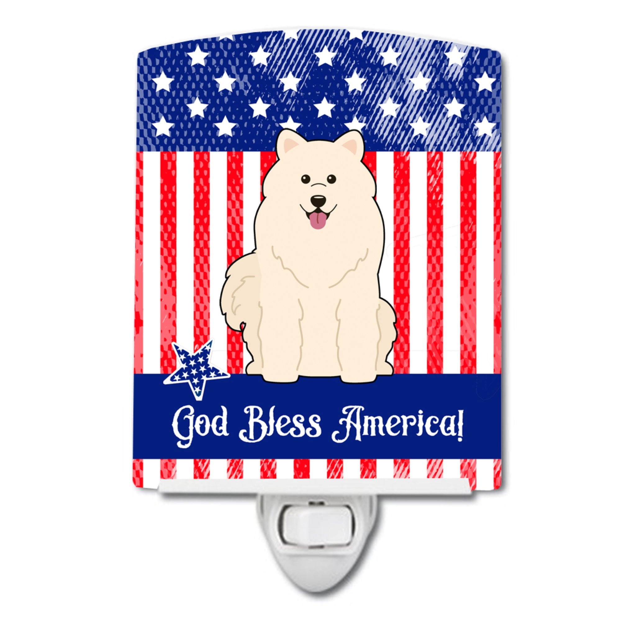  inchCarolines Treasures Patriotic USA Samoyed Ceramic Night Light, 6x4, Multicolor inch