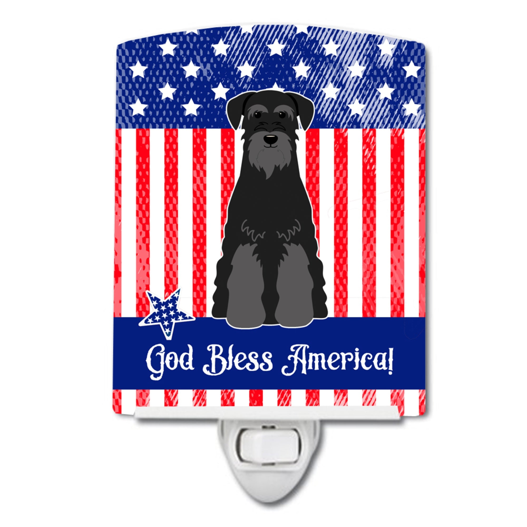  inchCarolines Treasures Patriotic USA Standard Schnauzer Black Ceramic Night Light, 6x4, Multicolor inch