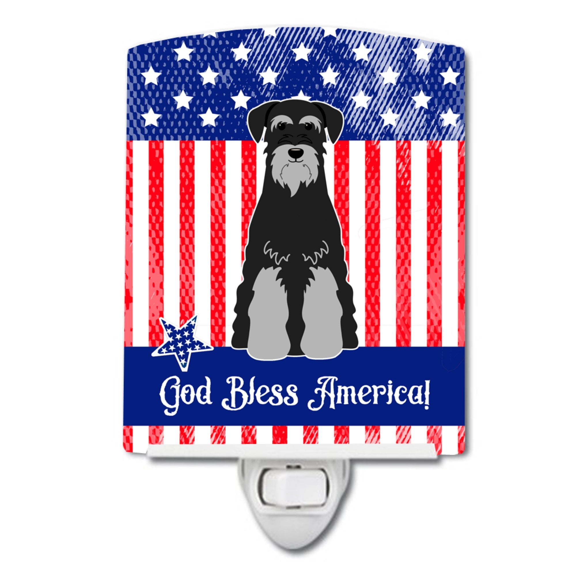  inchCarolines Treasures Patriotic USA Standard Schnauzer Black Grey Ceramic Night Light, 6x4, Multicolor inch