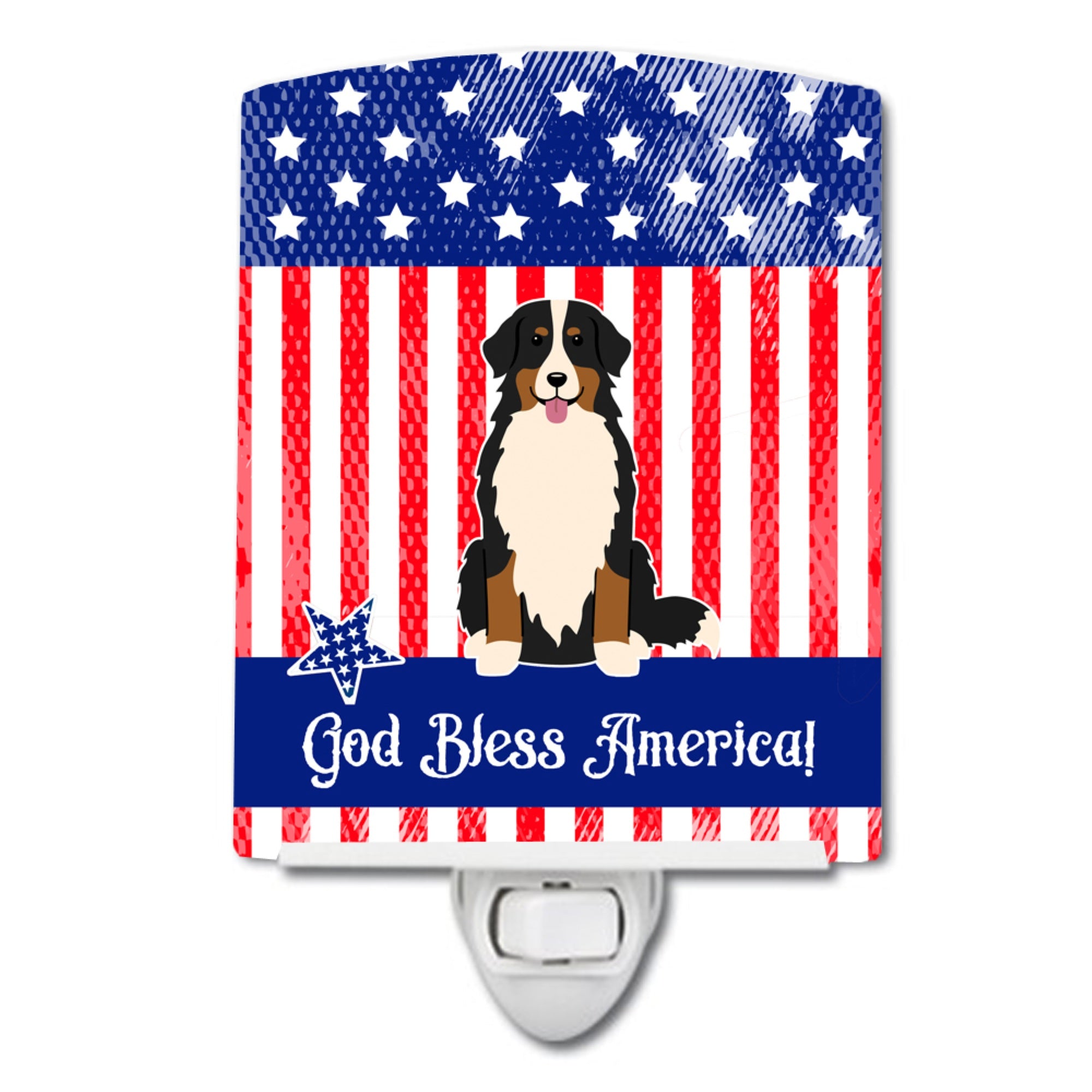  inchCarolines Treasures Patriotic USA Bernese Mountain Dog Ceramic Night Light, 6x4, Multicolor inch