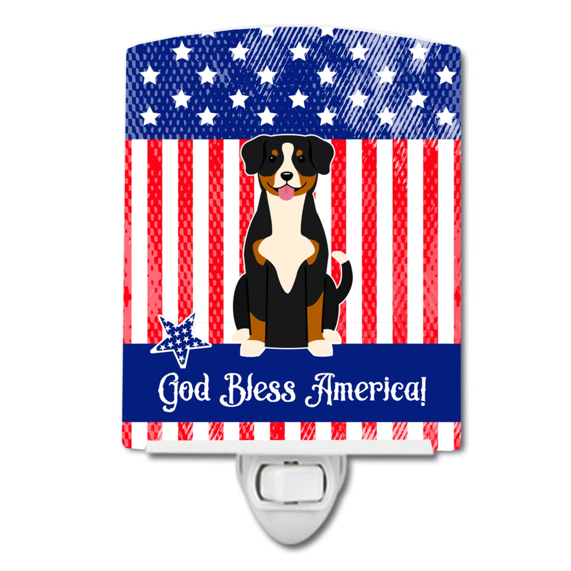  inchCarolines Treasures Patriotic USA Entlebucher Ceramic Night Light, 6x4, Multicolor inch