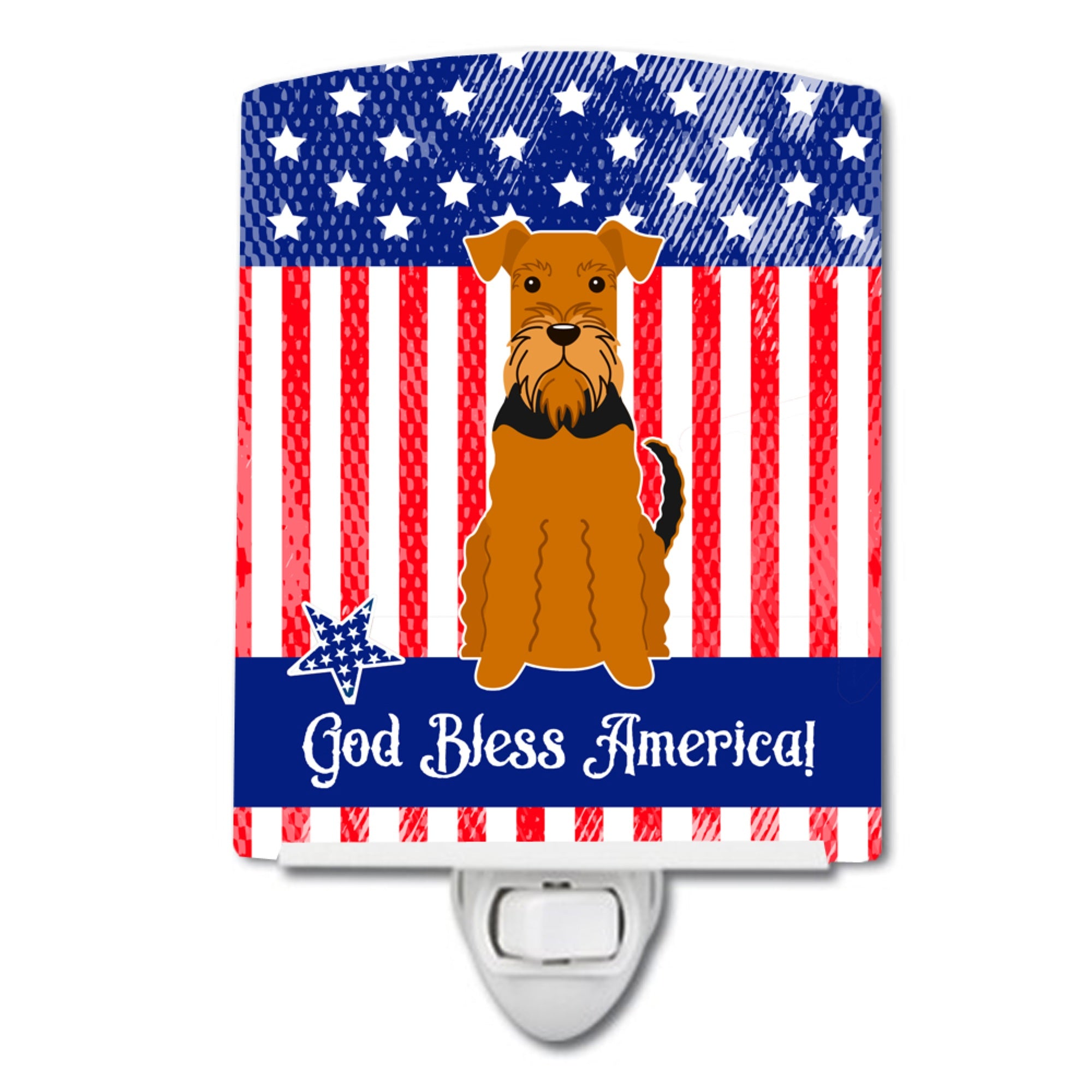  inchCarolines Treasures Patriotic USA Airedale Ceramic Night Light, 6x4, Multicolor inch