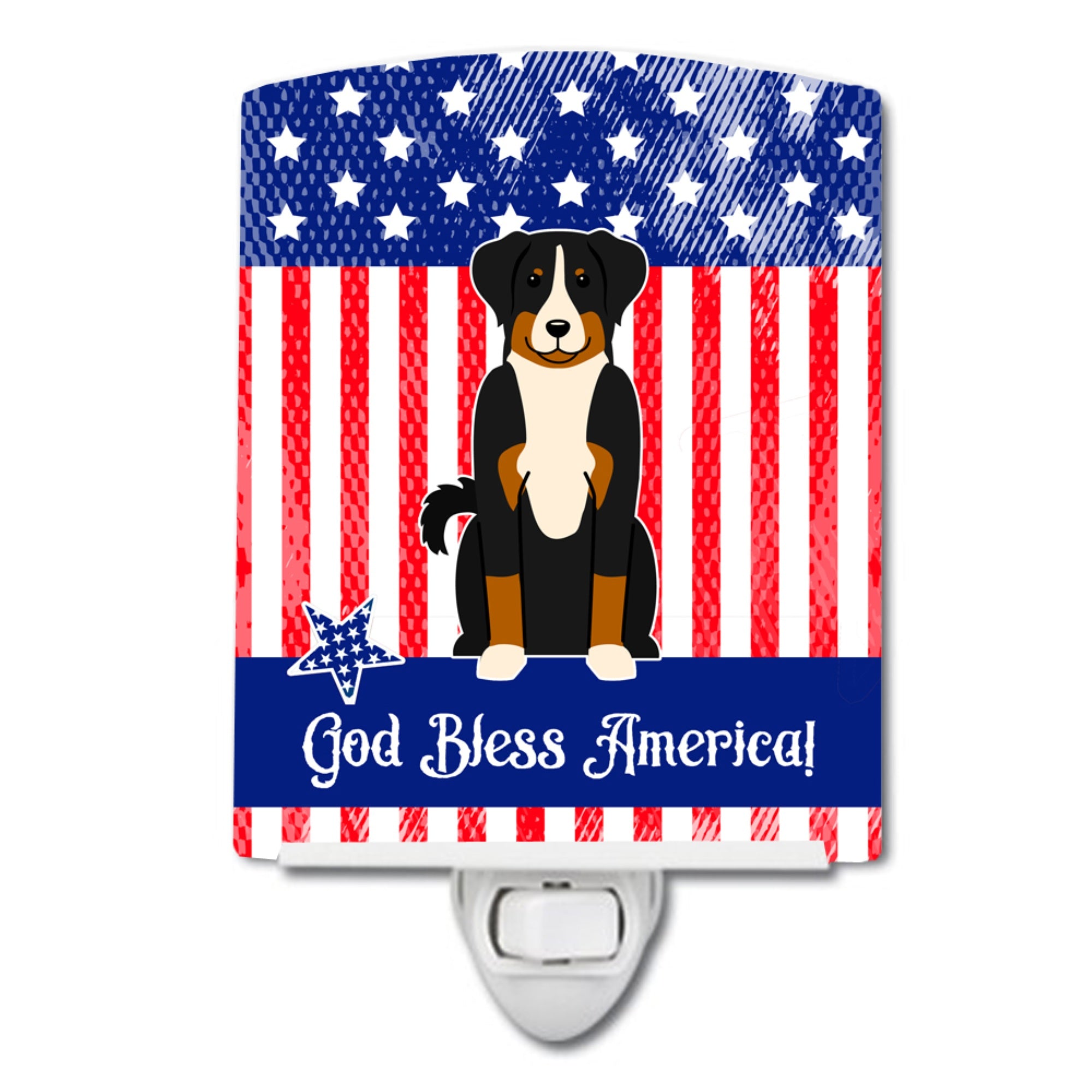  inchCarolines Treasures Patriotic USA Appenzeller Sennenhund Ceramic Night Light, 6x4, Multicolor inch
