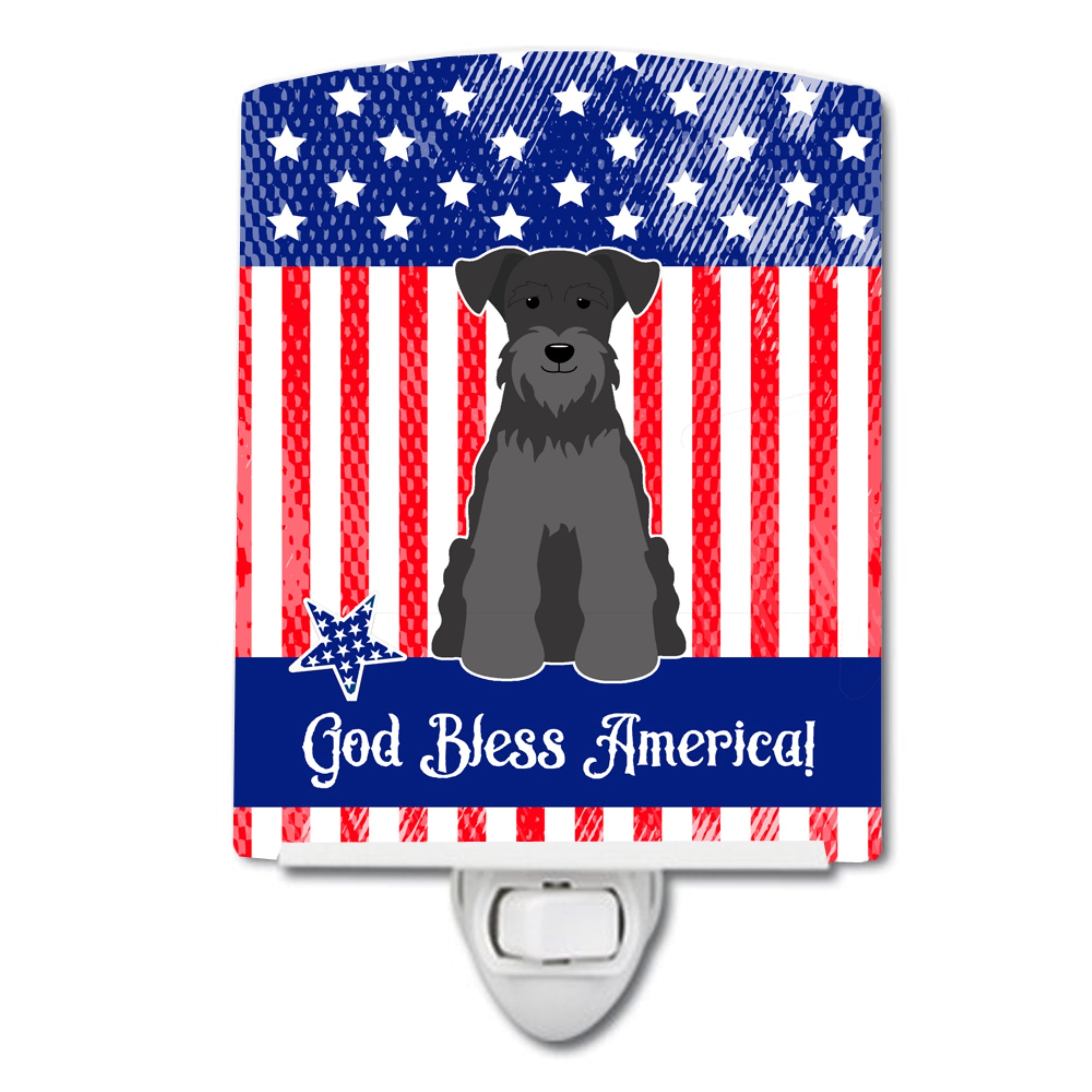  inchCarolines Treasures Patriotic USA Miniature Schanuzer Black Ceramic Night Light, 6x4, Multicolor inch