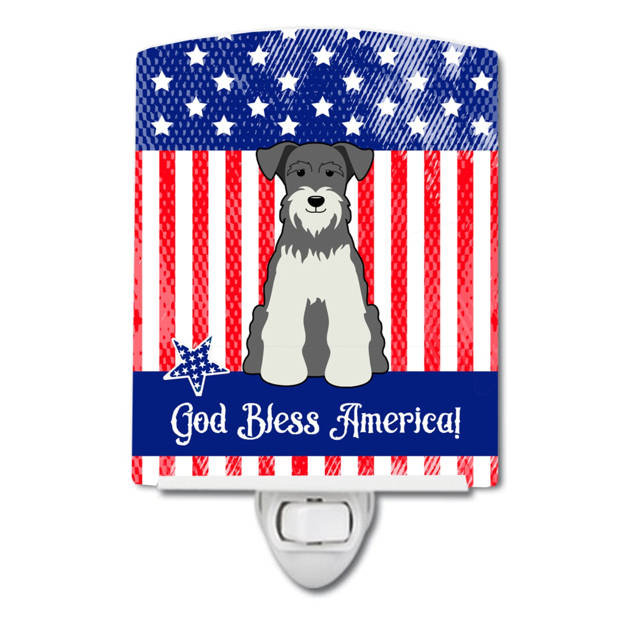  inchCarolines Treasures Patriotic USA Miniature Schanuzer Salt and Pepper Ceramic Night Light, 6x4, Multicolor inch