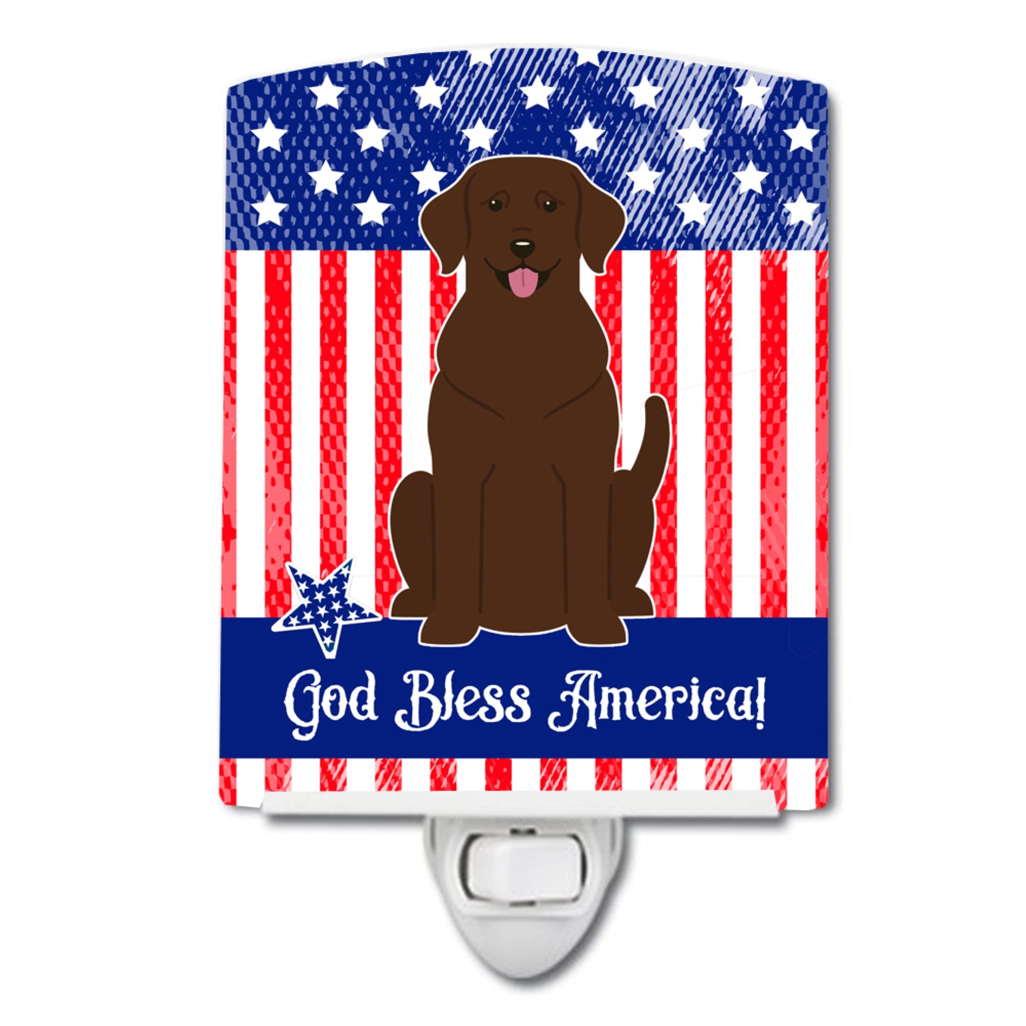  inchCarolines Treasures Patriotic USA Chocolate Labrador Ceramic Night Light, 6x4, Multicolor inch