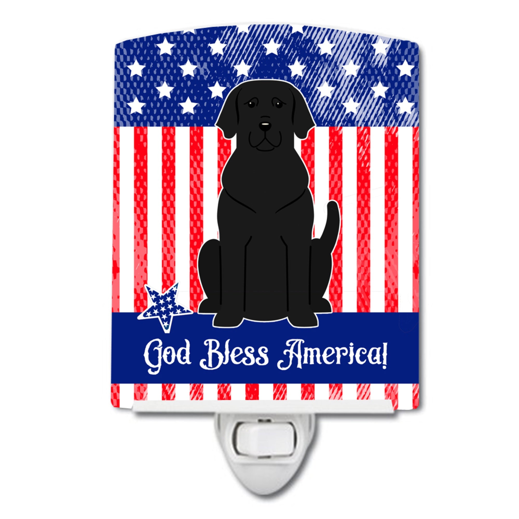  inchCarolines Treasures Patriotic USA Black Labrador Ceramic Night Light, 6x4, Multicolor inch
