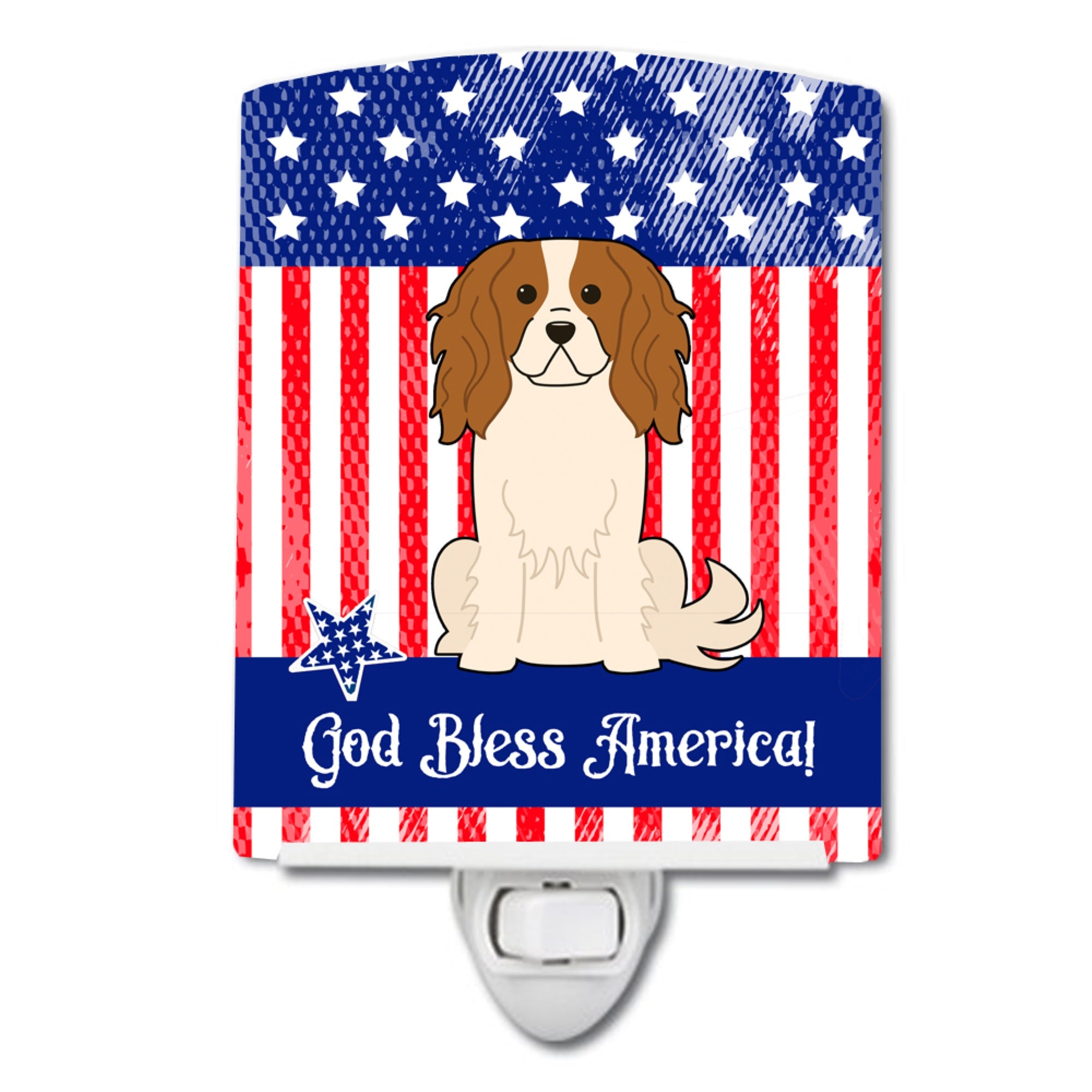  inchCarolines Treasures Patriotic USA Cavalier Spaniel Ceramic Night Light, 6x4, Multicolor inch