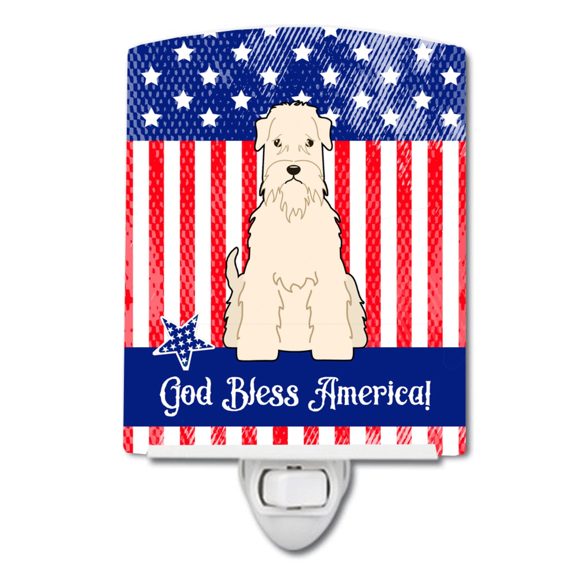  inchCarolines Treasures Patriotic USA Soft Coated Wheaten Terrier Ceramic Night Light, 6x4, Multicolor inch
