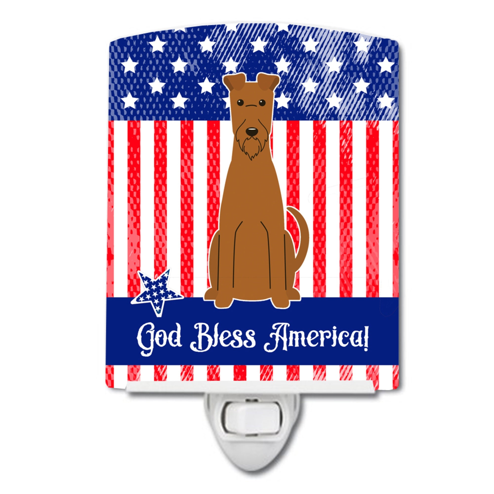  inchCarolines Treasures Patriotic USA Irish Terrier Ceramic Night Light, 6x4, Multicolor inch
