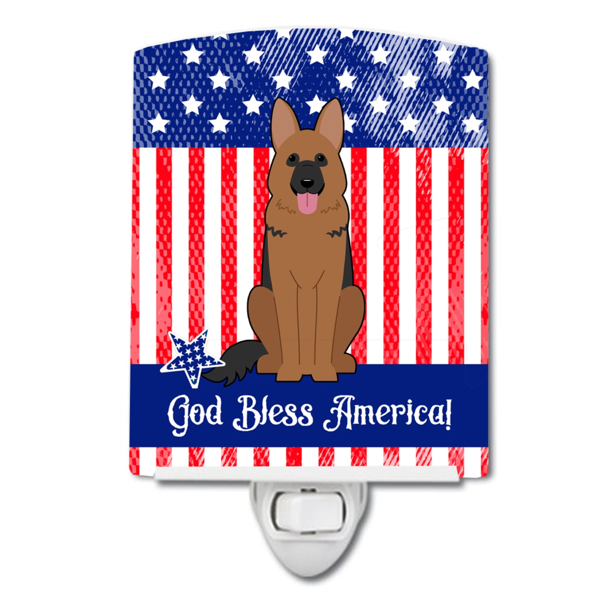  inchCarolines Treasures Patriotic USA German Shepherd Ceramic Night Light, 6x4, Multicolor inch