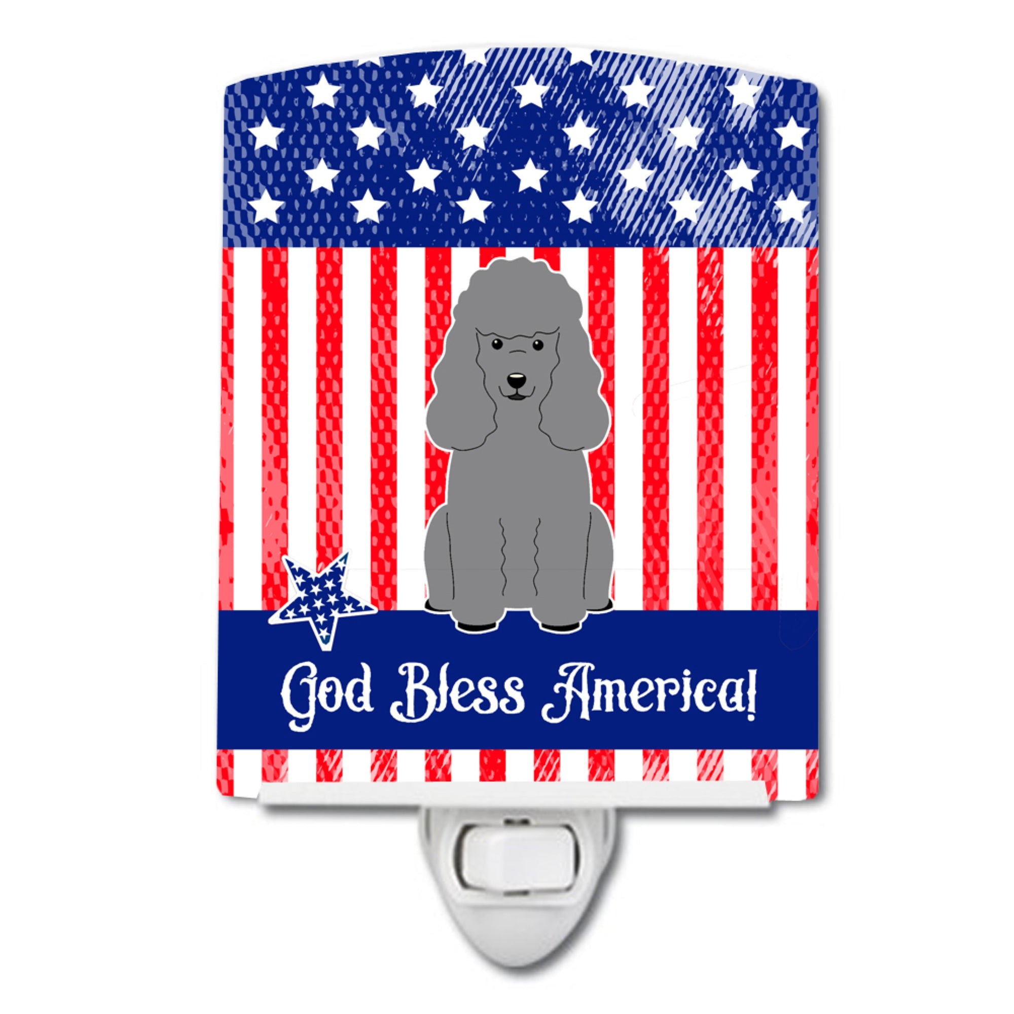  inchCarolines Treasures Patriotic USA Poodle Silver Ceramic Night Light, 6x4, Multicolor inch